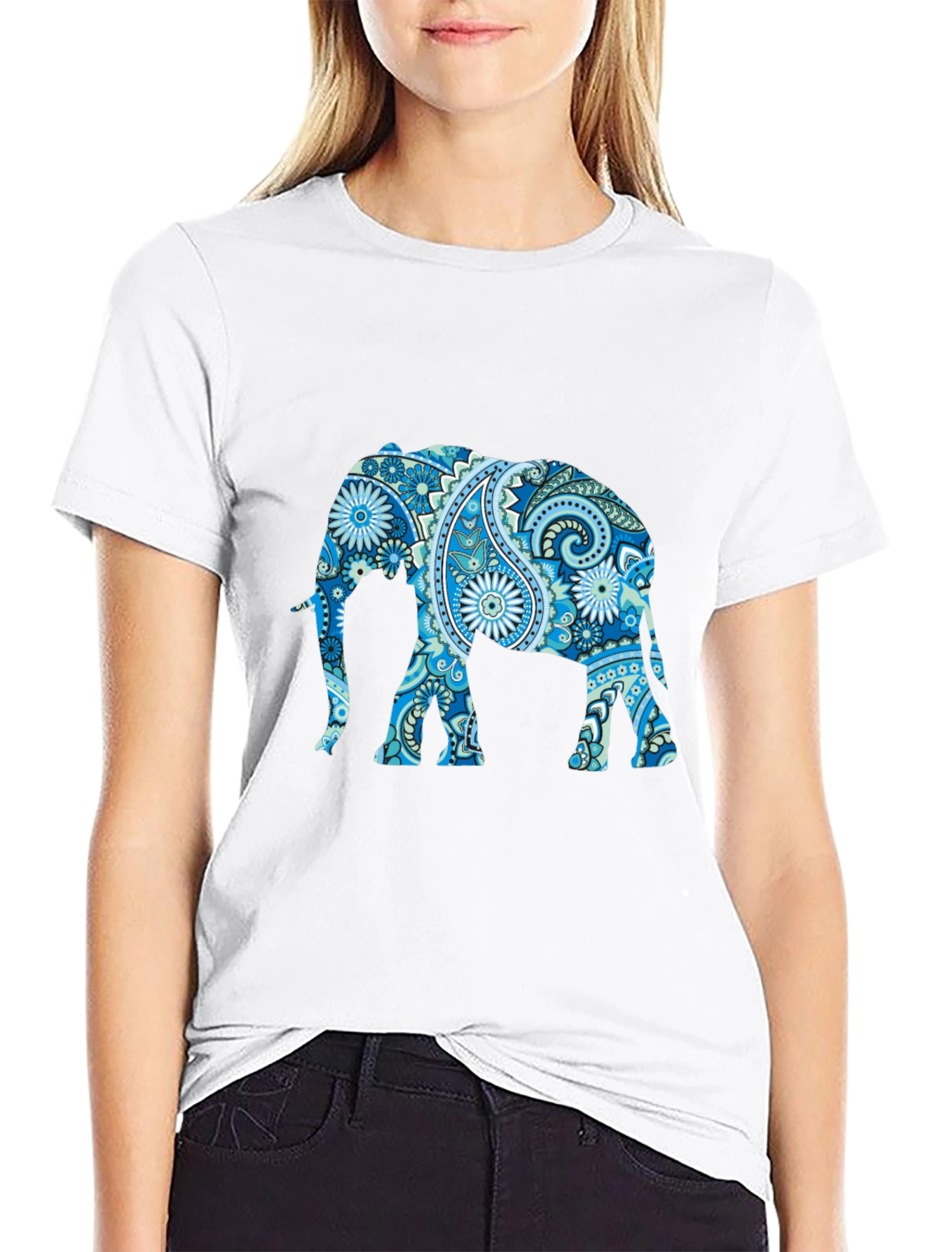 Elephant Paisley Print T-Shirt