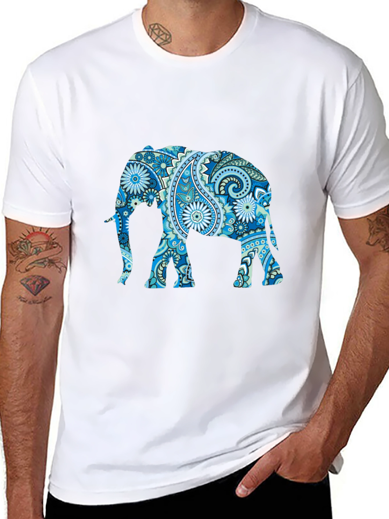 Elephant Paisley Print T-Shirt