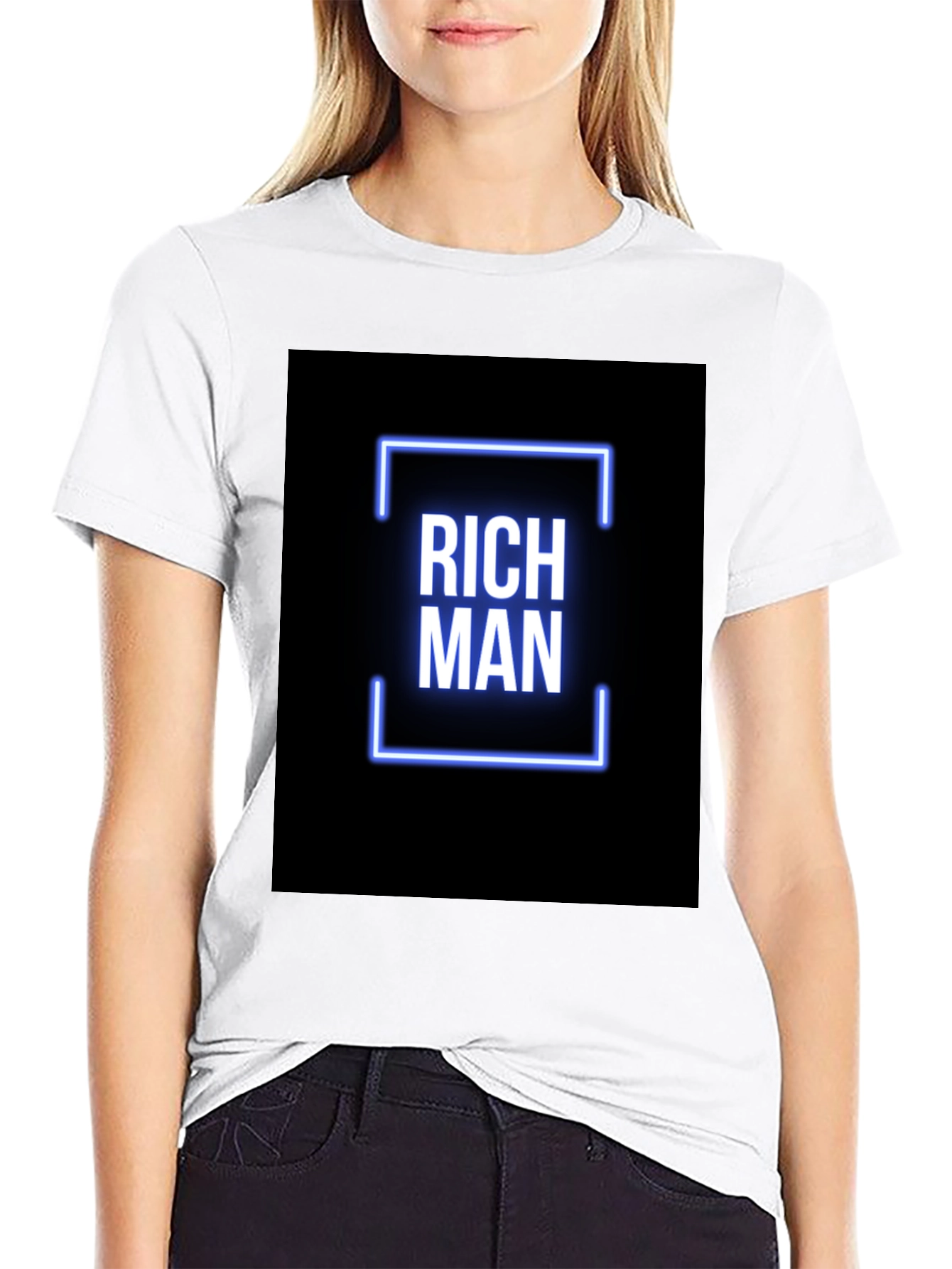 Rich Man Graphic Tee - Black Crew Neck T-Shirt