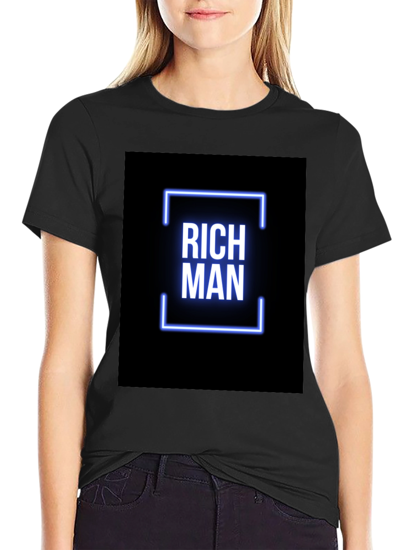 Rich Man Graphic Tee - Black Crew Neck T-Shirt