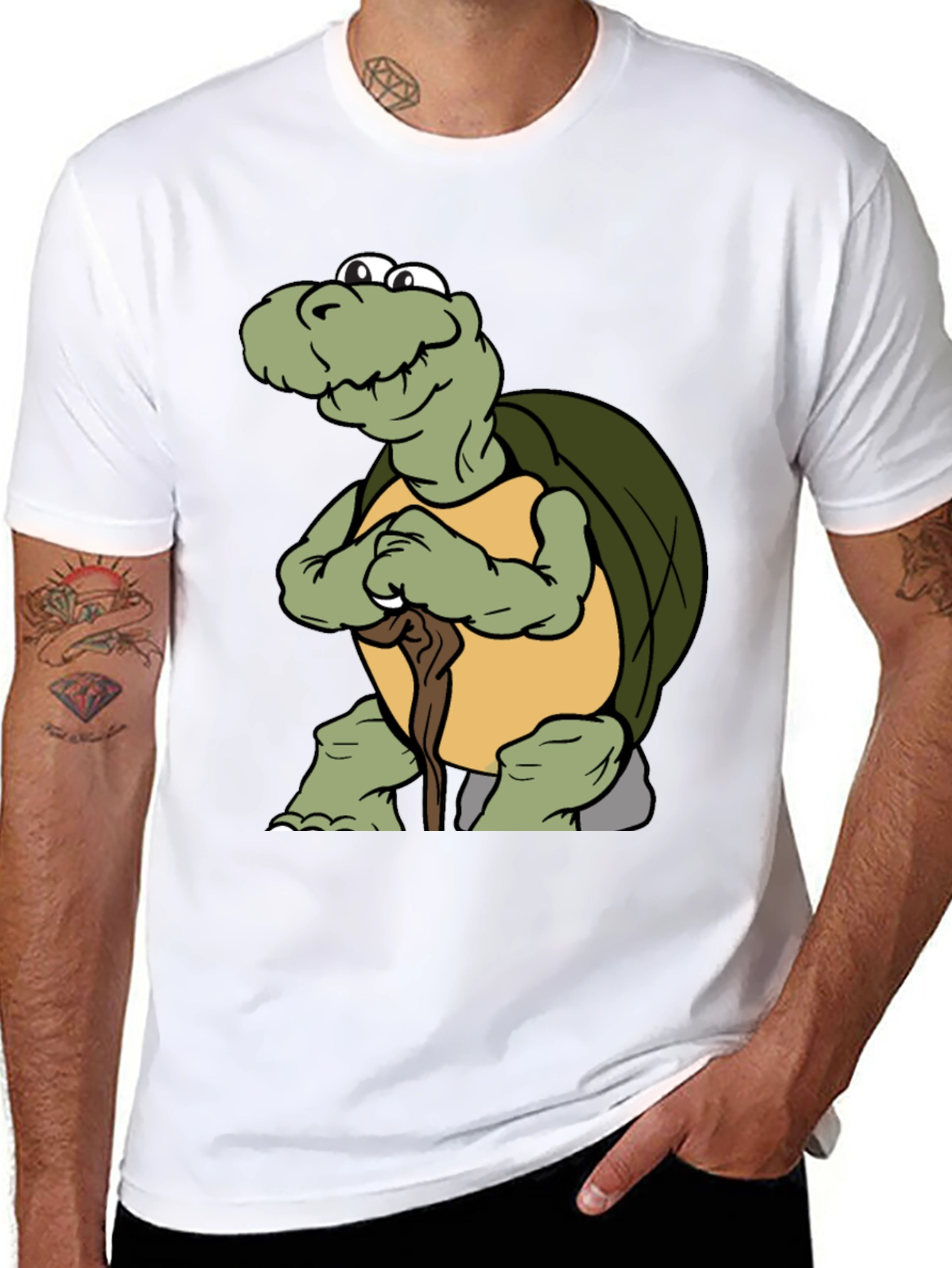 Turtle Cartoon Black T-Shirt