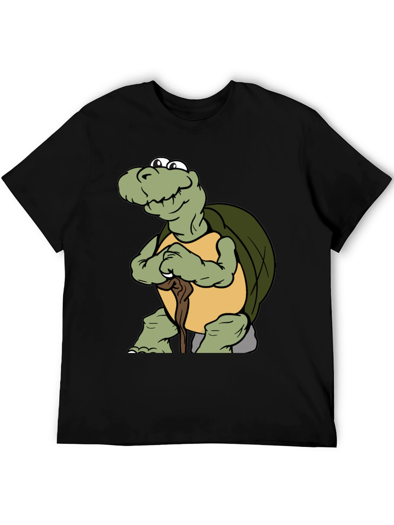 Turtle Cartoon Black T-Shirt