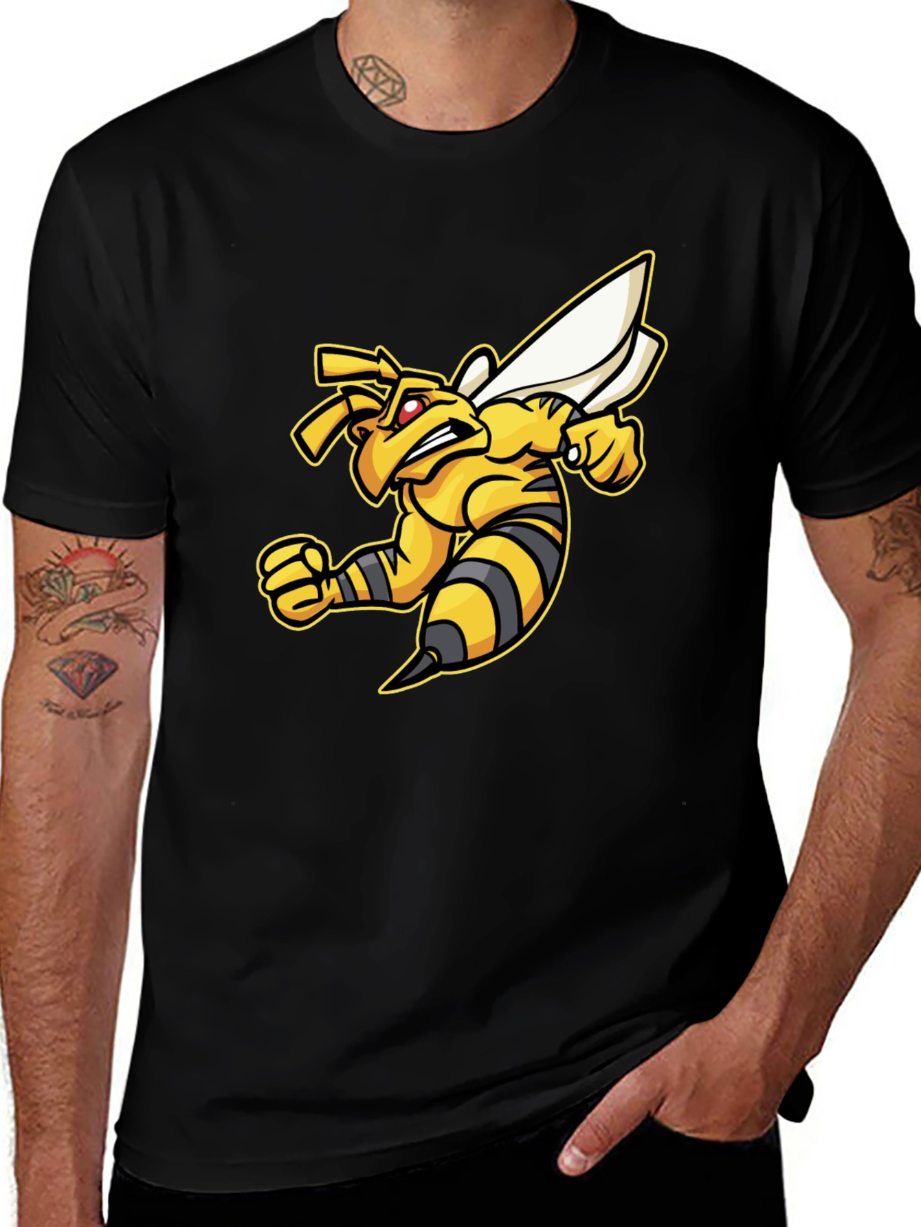Angry Bee Graphic Tee - Black