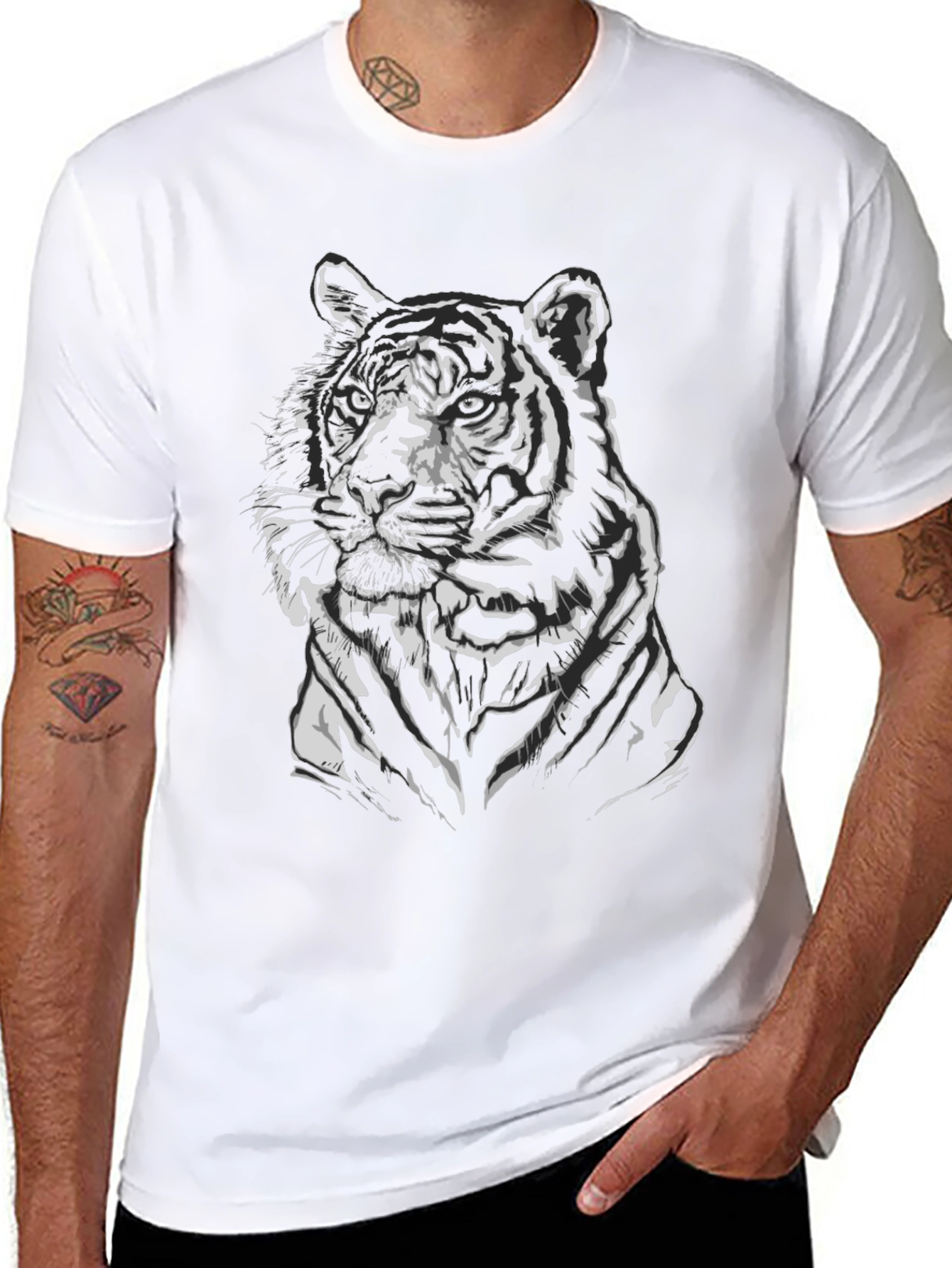 Black Tiger Graphic Tee - Cool Animal Print Shirt