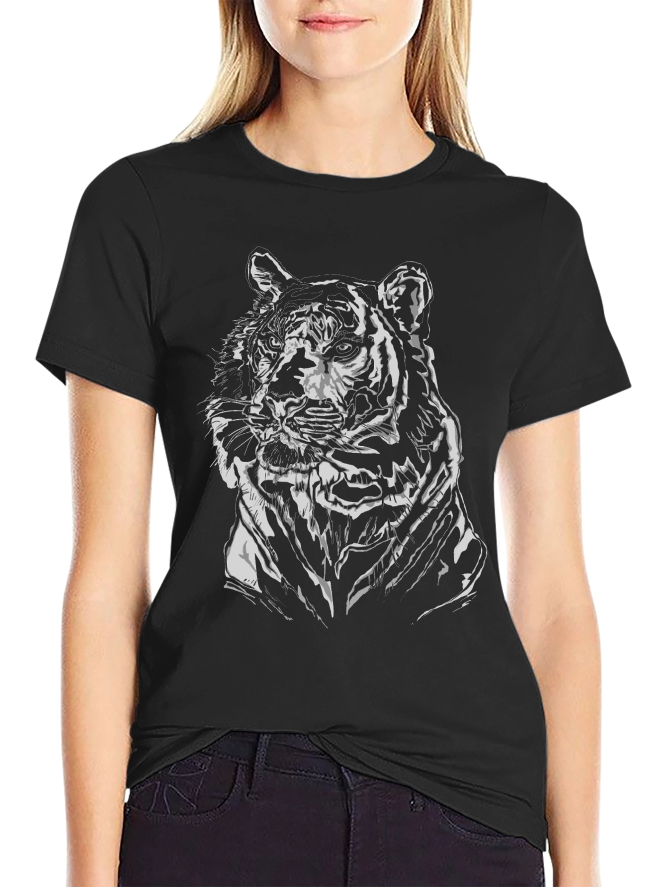 Black Tiger Graphic Tee - Cool Animal Print Shirt