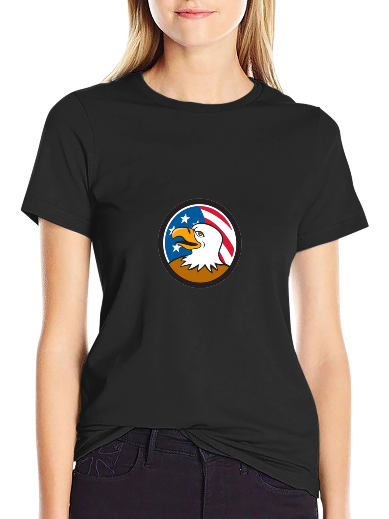 Bald Eagle American Flag Graphic T-Shirt