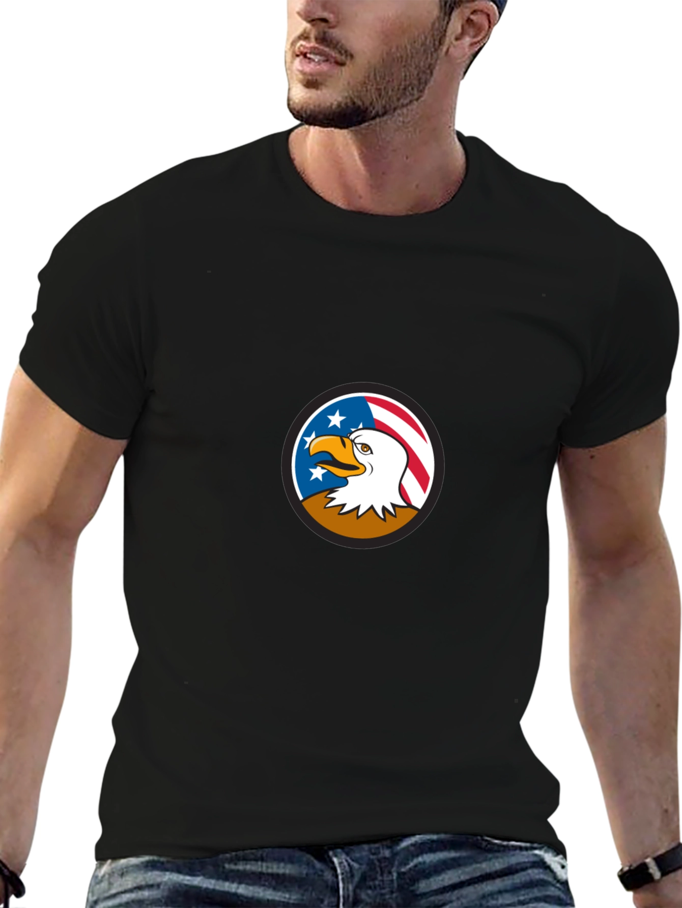 Bald Eagle American Flag Graphic T-Shirt