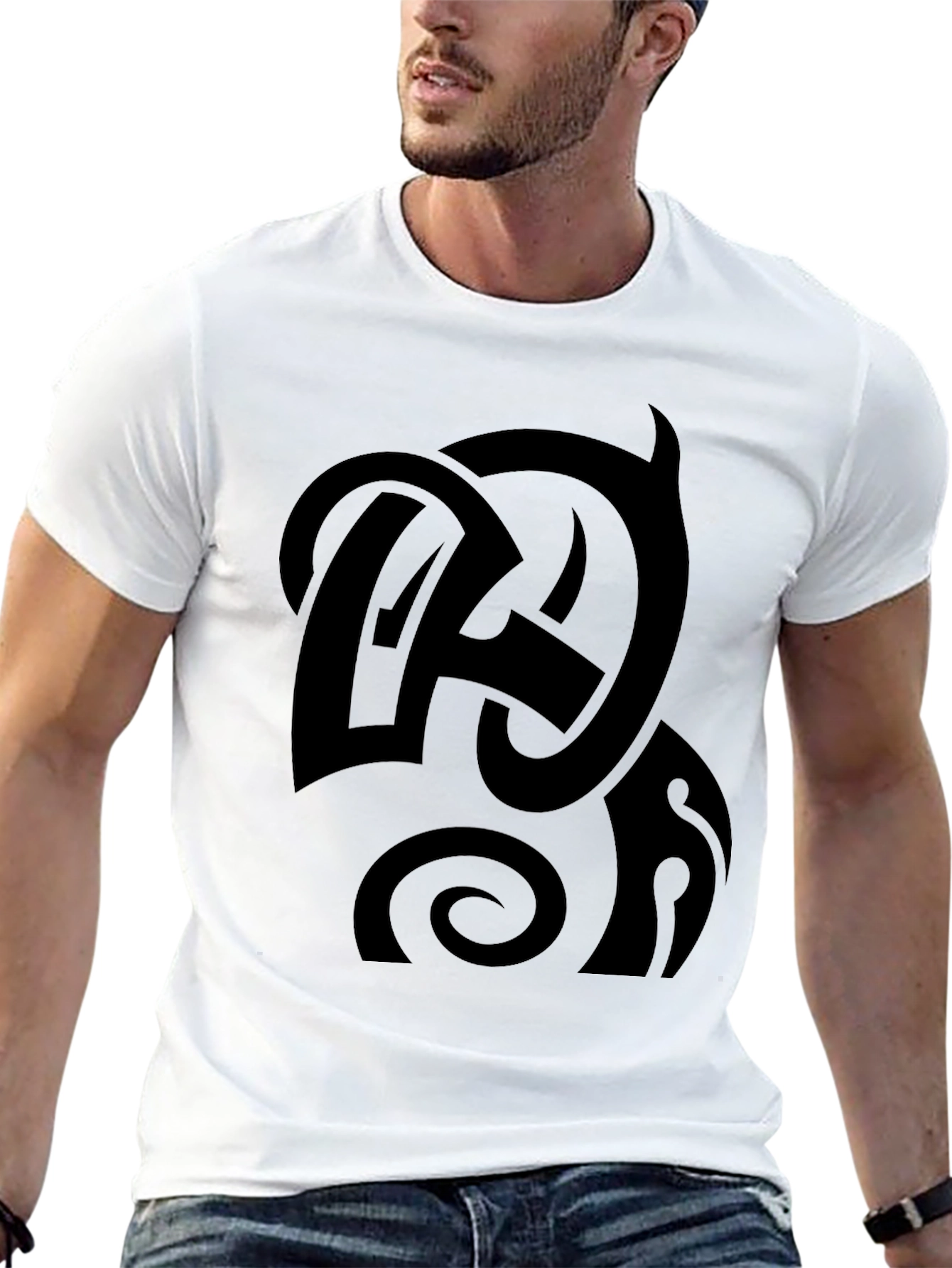 Black Graphic Tee - Abstract Design