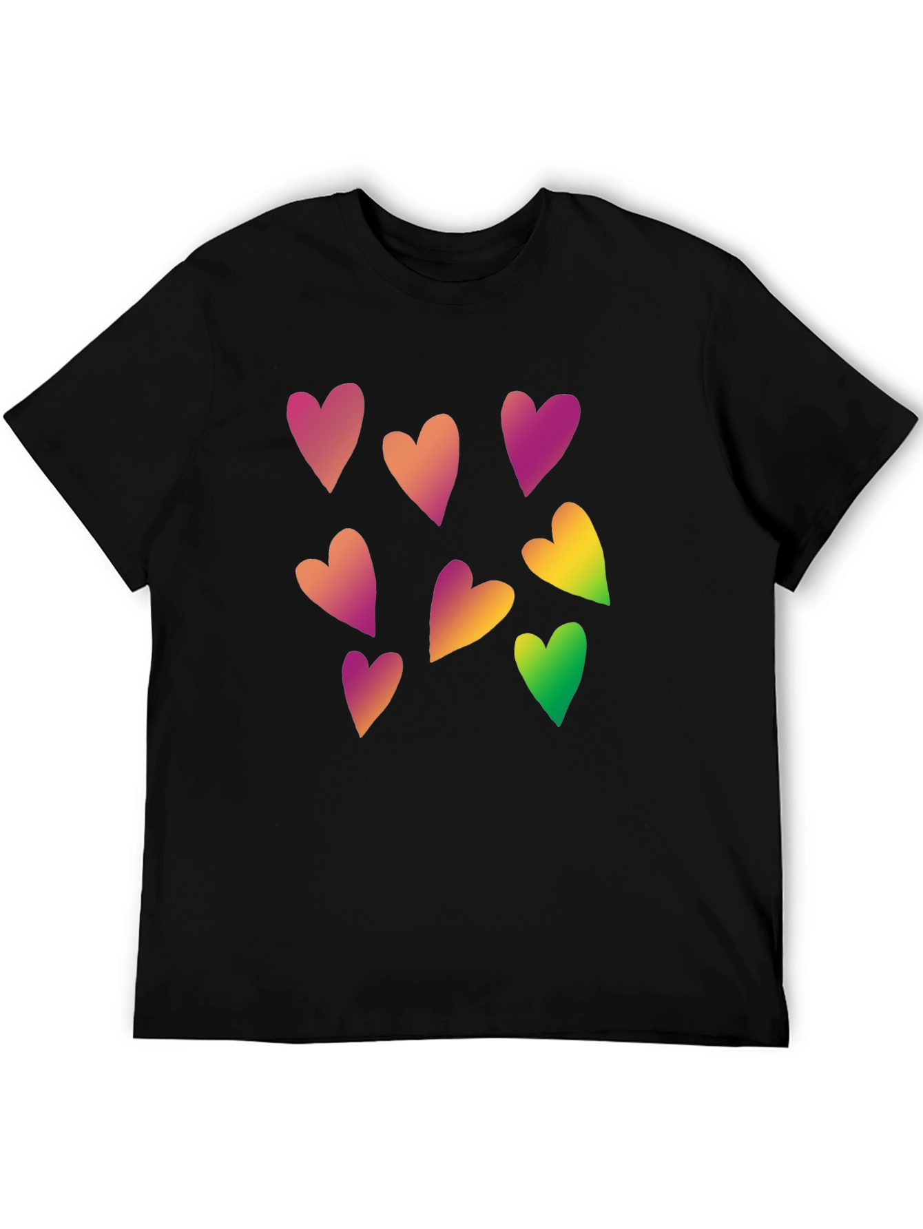 Heart Pattern Black Tee - Stylish Casual Wear