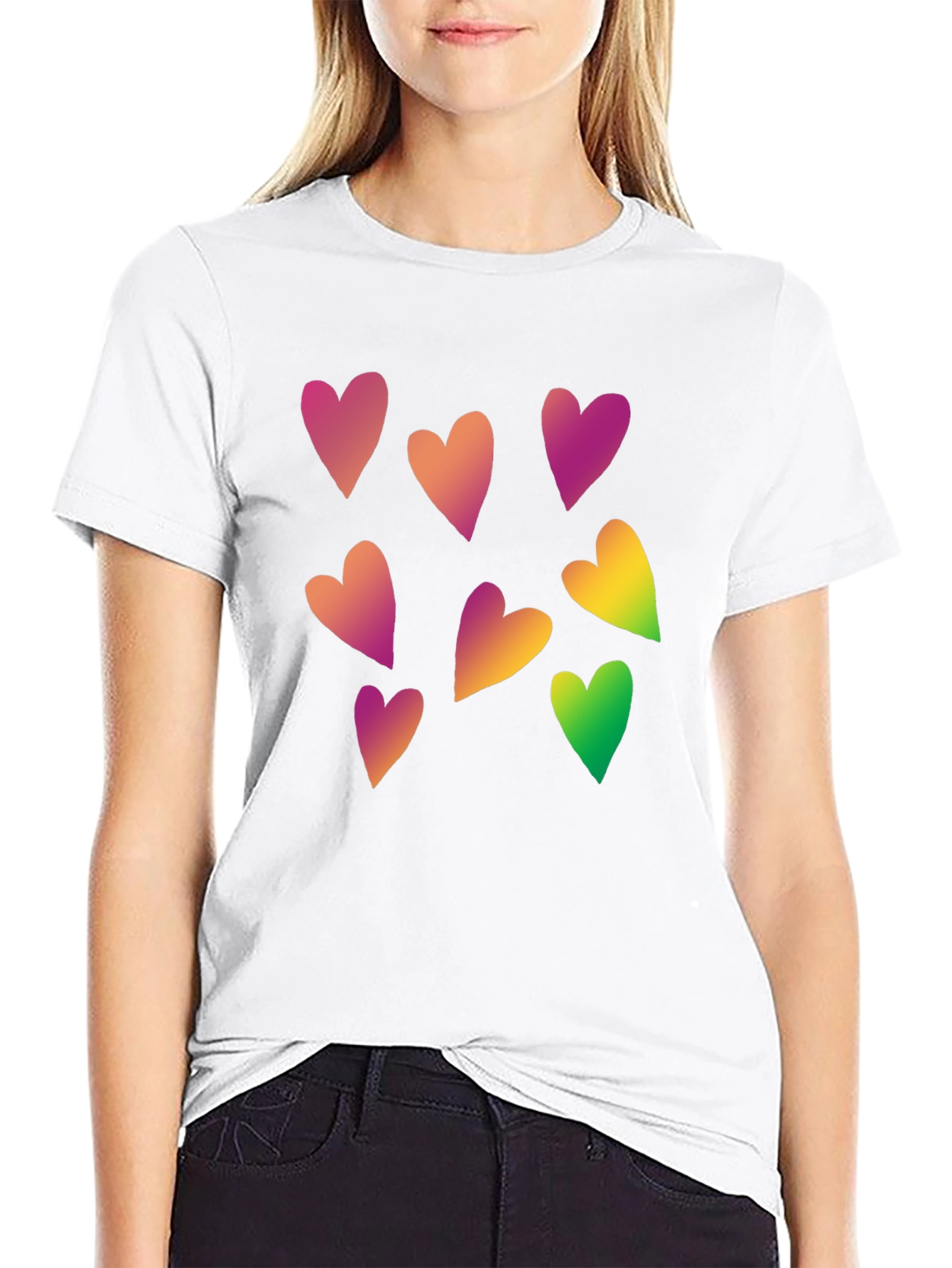 Heart Pattern Black Tee - Stylish Casual Wear