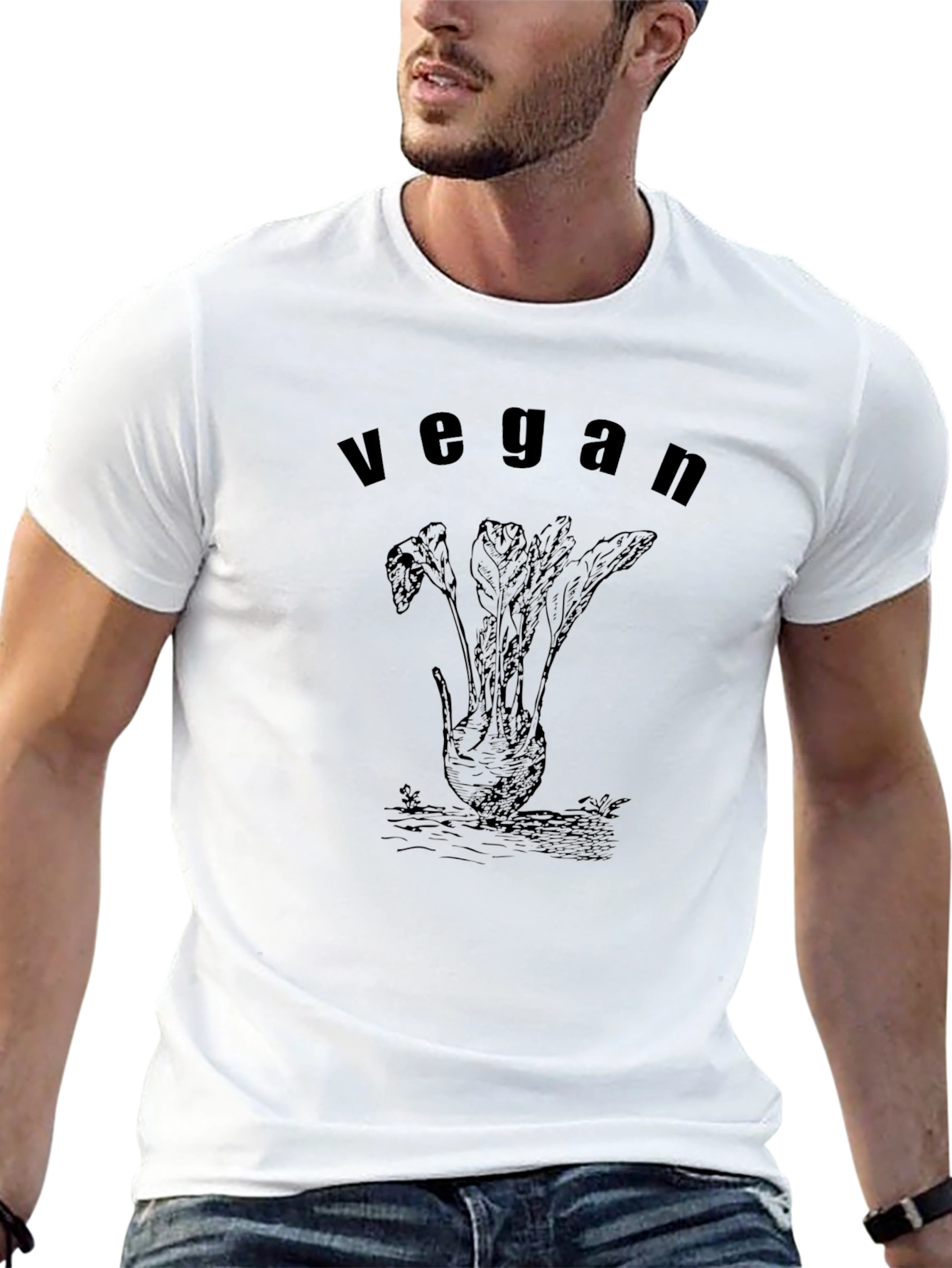 Vegan Root Vegetable Graphic Tee - Black Cotton