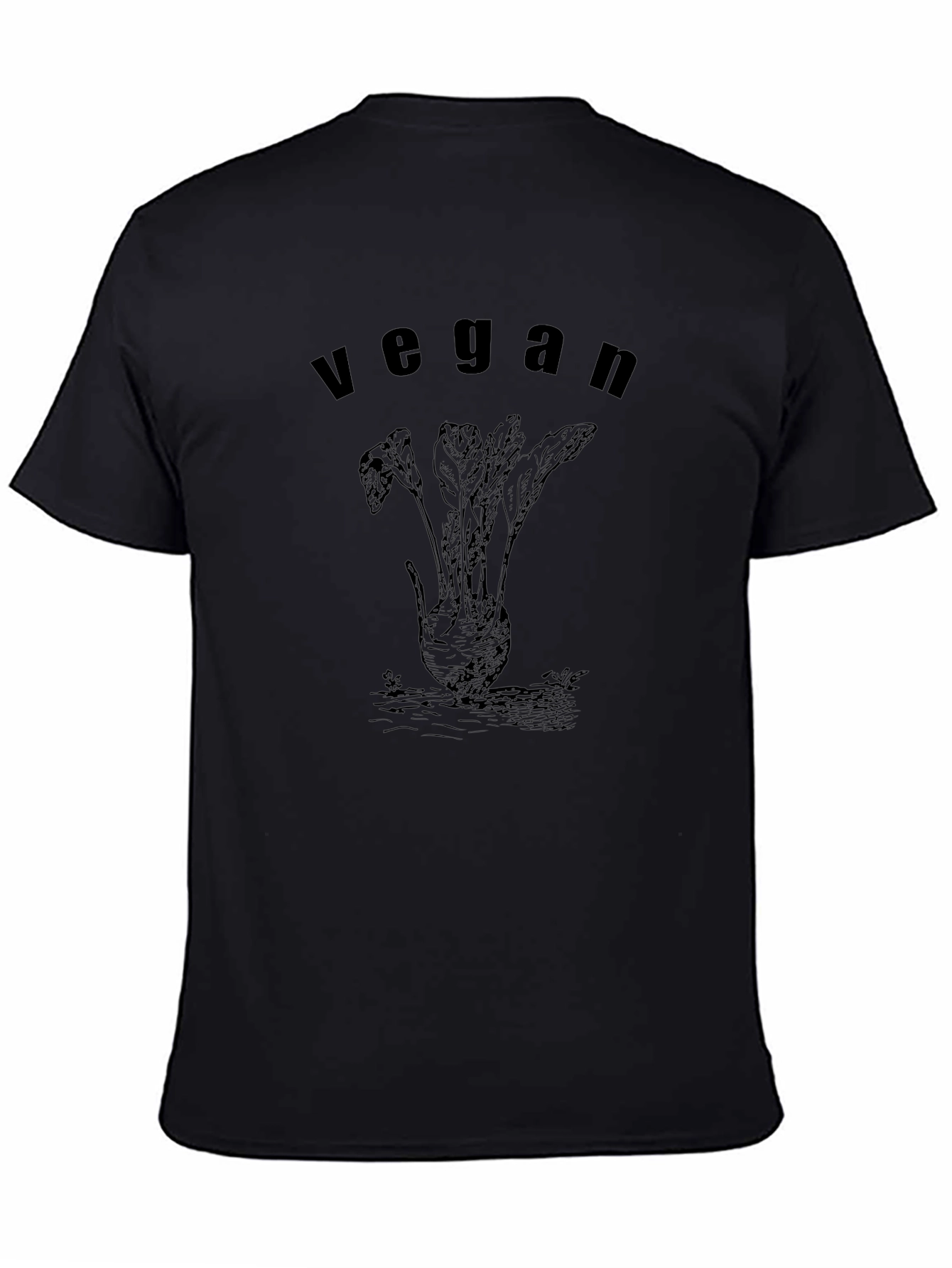 Vegan Root Vegetable Graphic Tee - Black Cotton