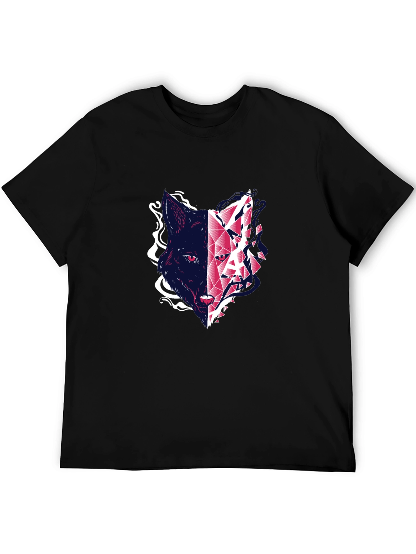 Abstract Wolf Graphic Tee - Modern Black T-Shirt
