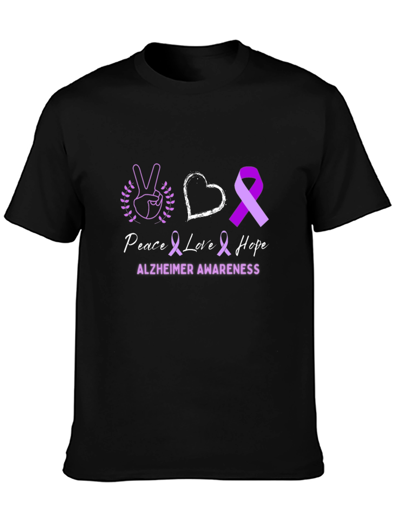 Alzheimers Awareness T-Shirt Peace Love Hope