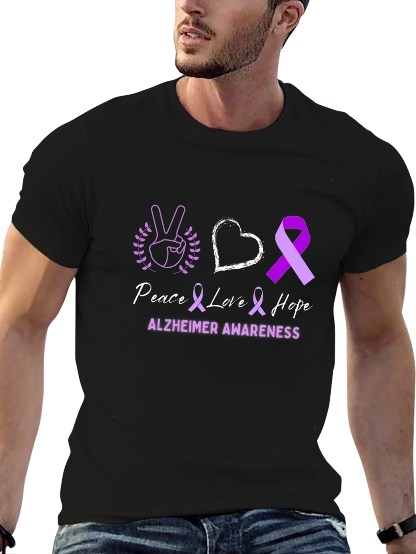 Alzheimers Awareness T-Shirt Peace Love Hope