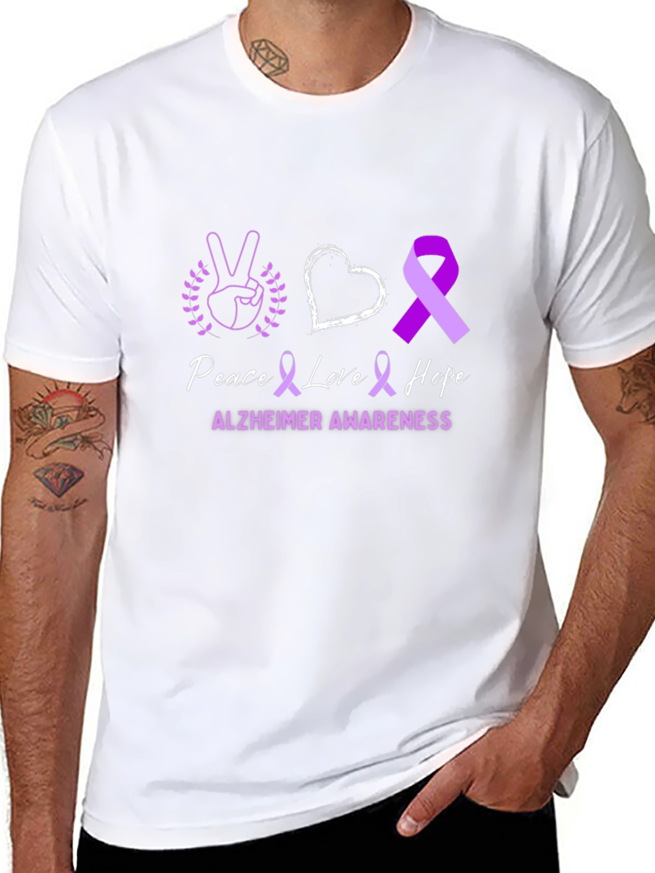 Alzheimers Awareness T-Shirt Peace Love Hope
