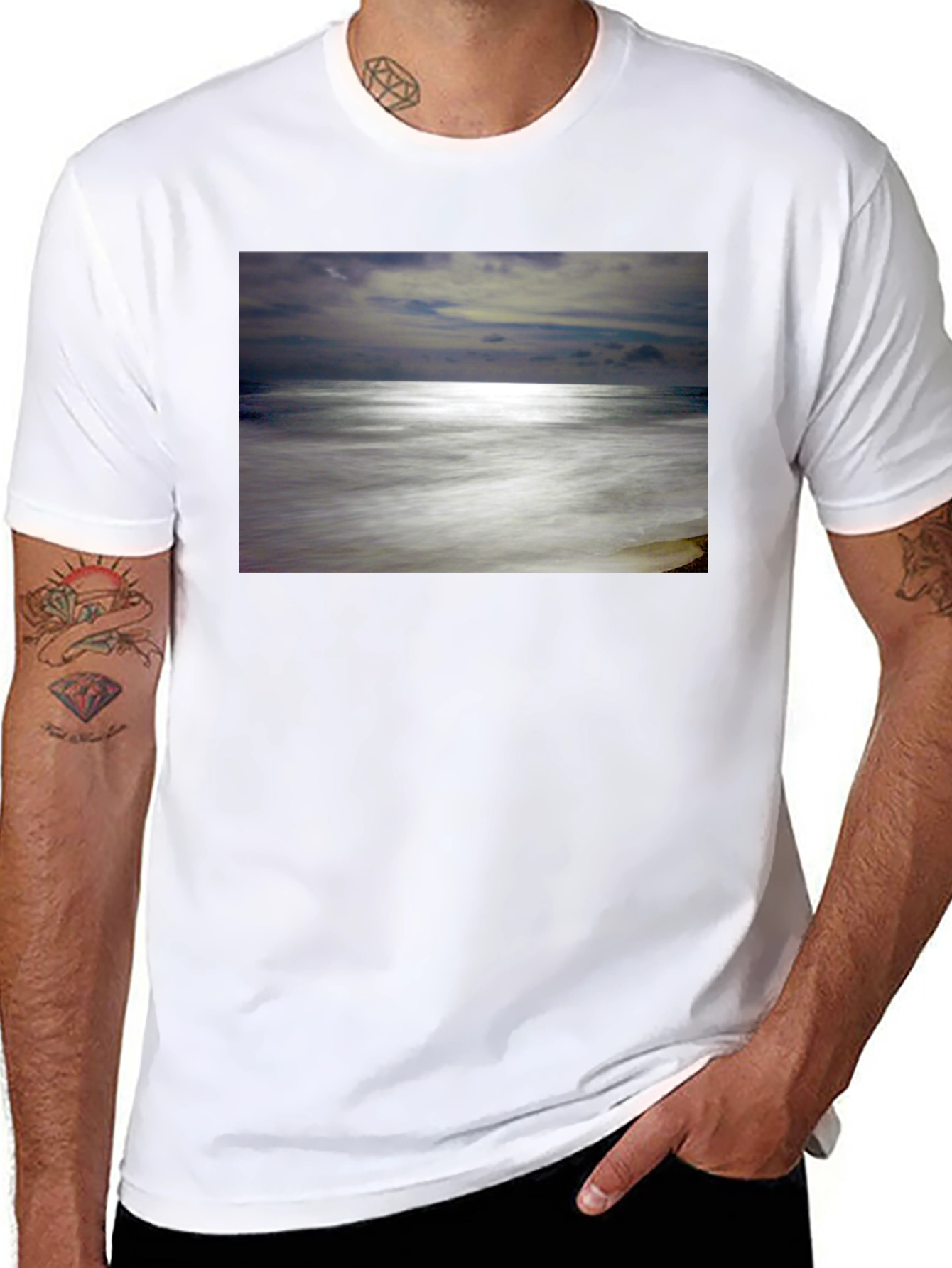 Ocean Scene Graphic Black T-Shirt