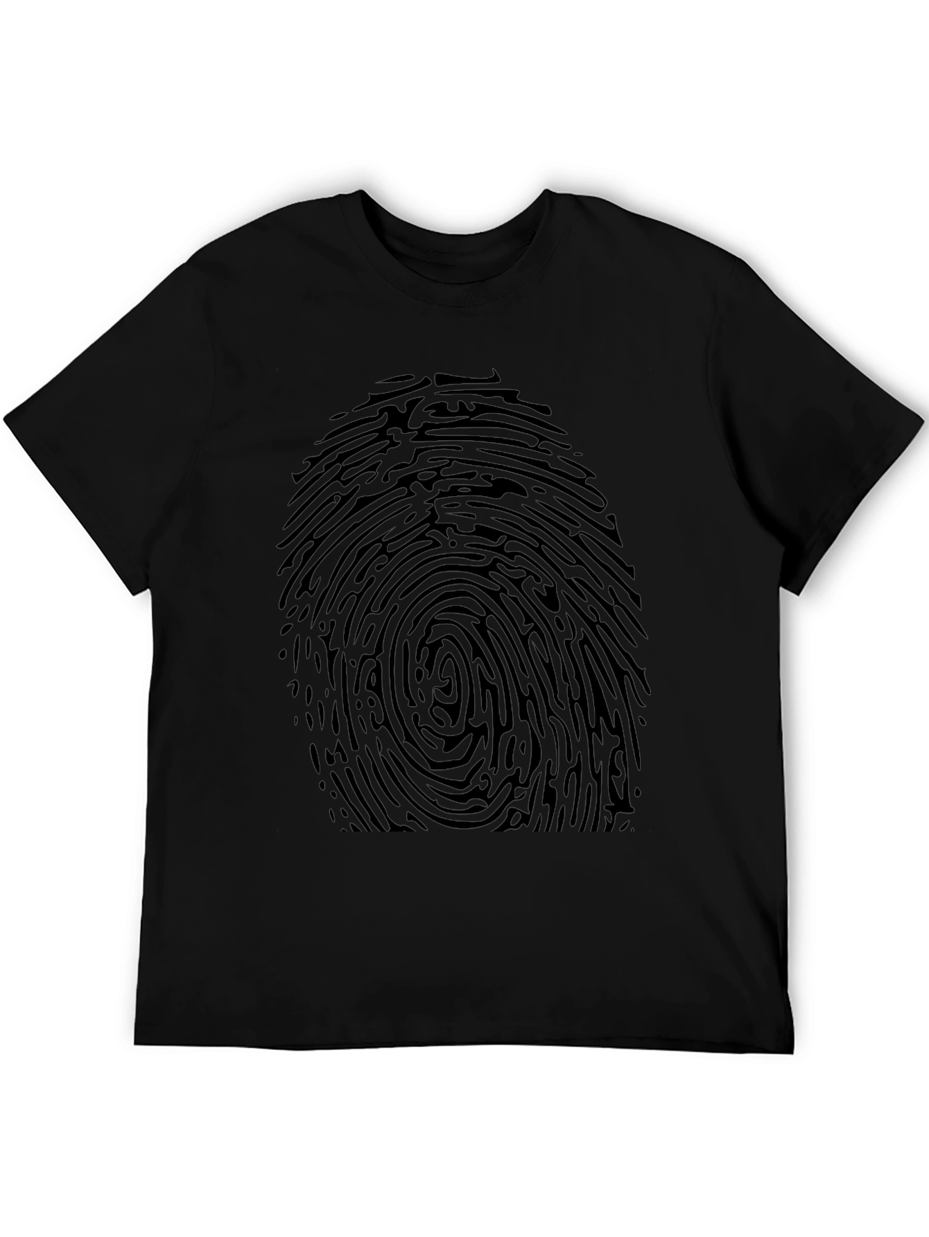 Fingerprint Graphic Tee - Black Novelty T-Shirt