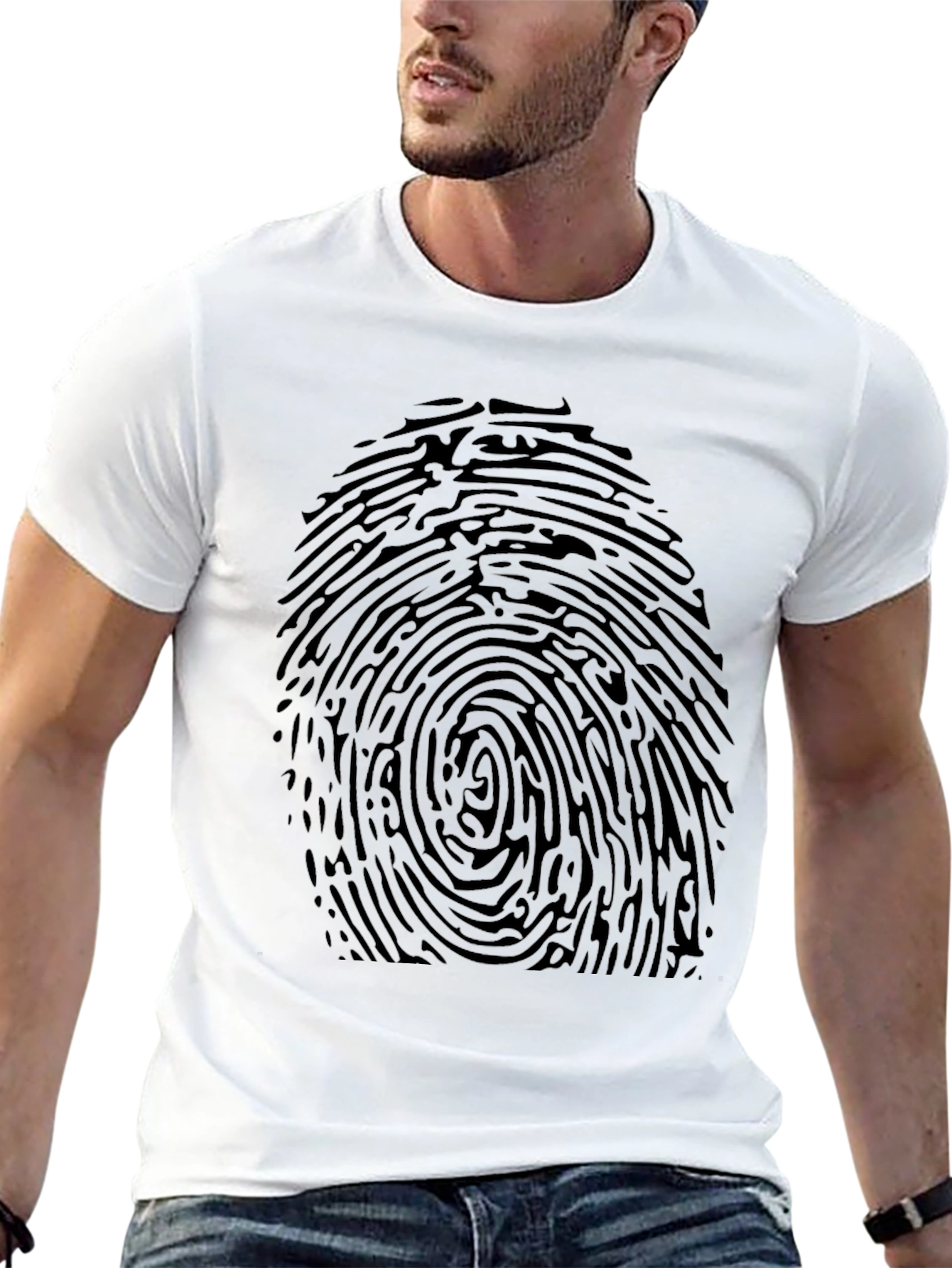 Fingerprint Graphic Tee - Black Novelty T-Shirt
