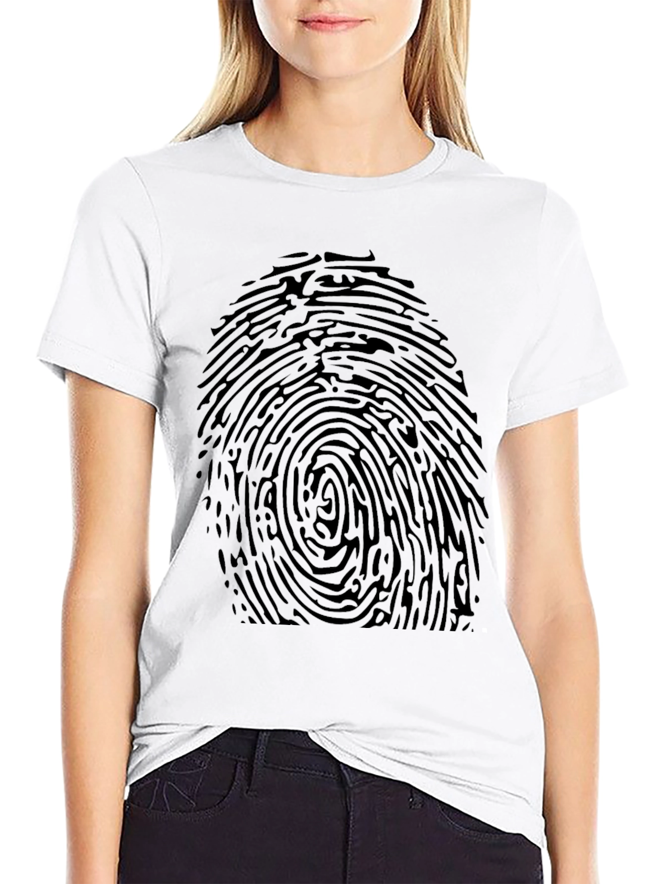 Fingerprint Graphic Tee - Black Novelty T-Shirt