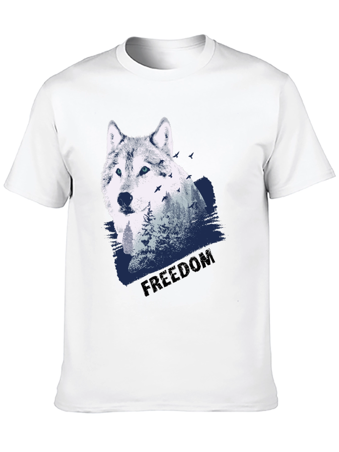 Mens Black Wolf Graphic T-Shirt - Freedom Design