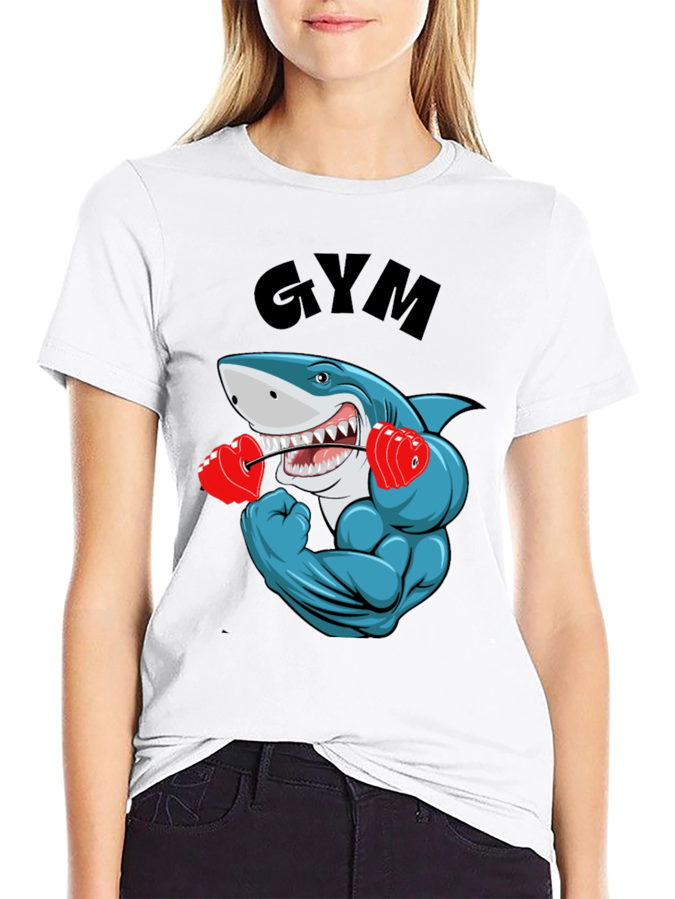 Gym Shark Graphic Tee - Funny Workout Shirt