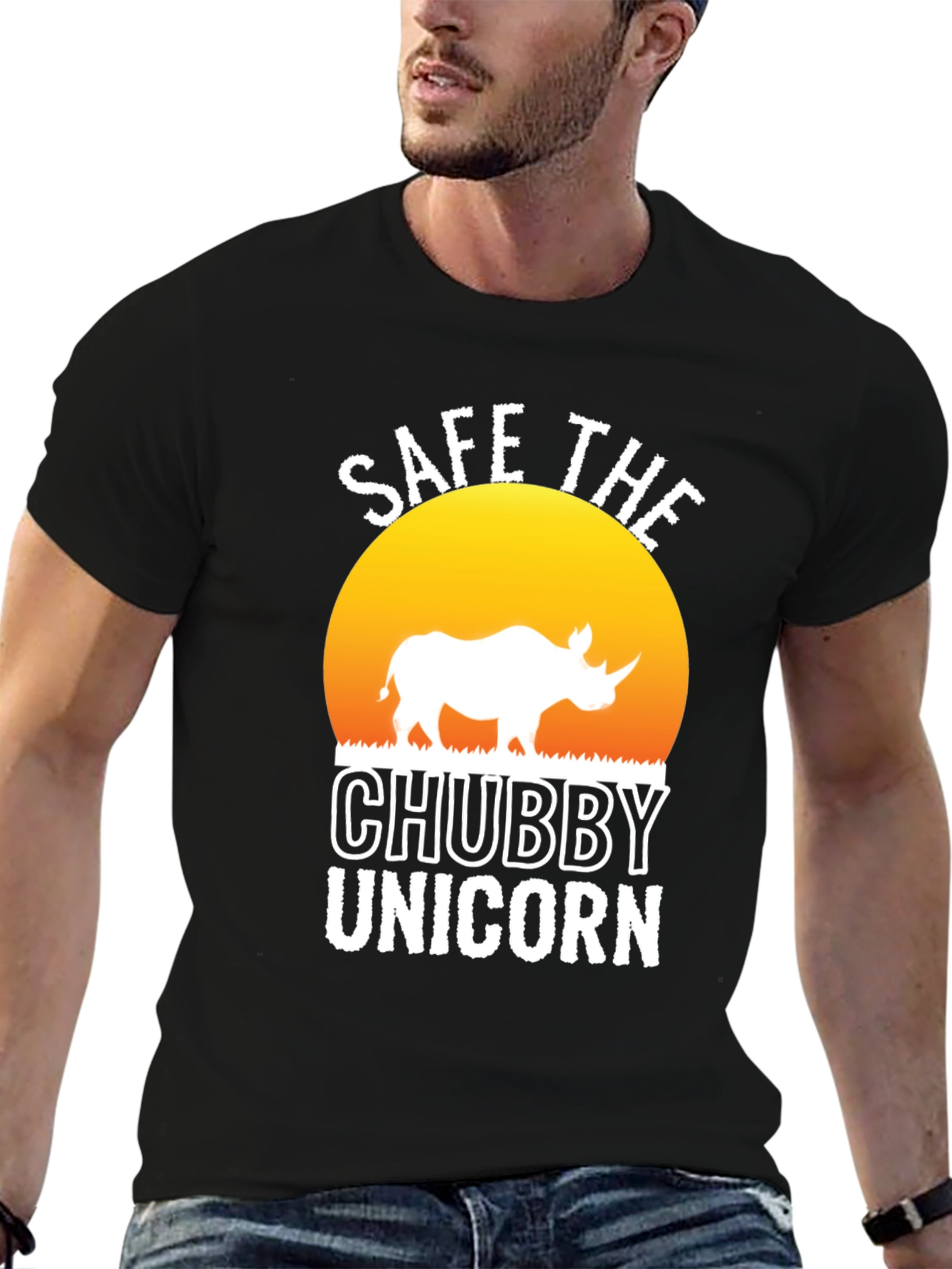 Save the Chubby Unicorn Black T-Shirt