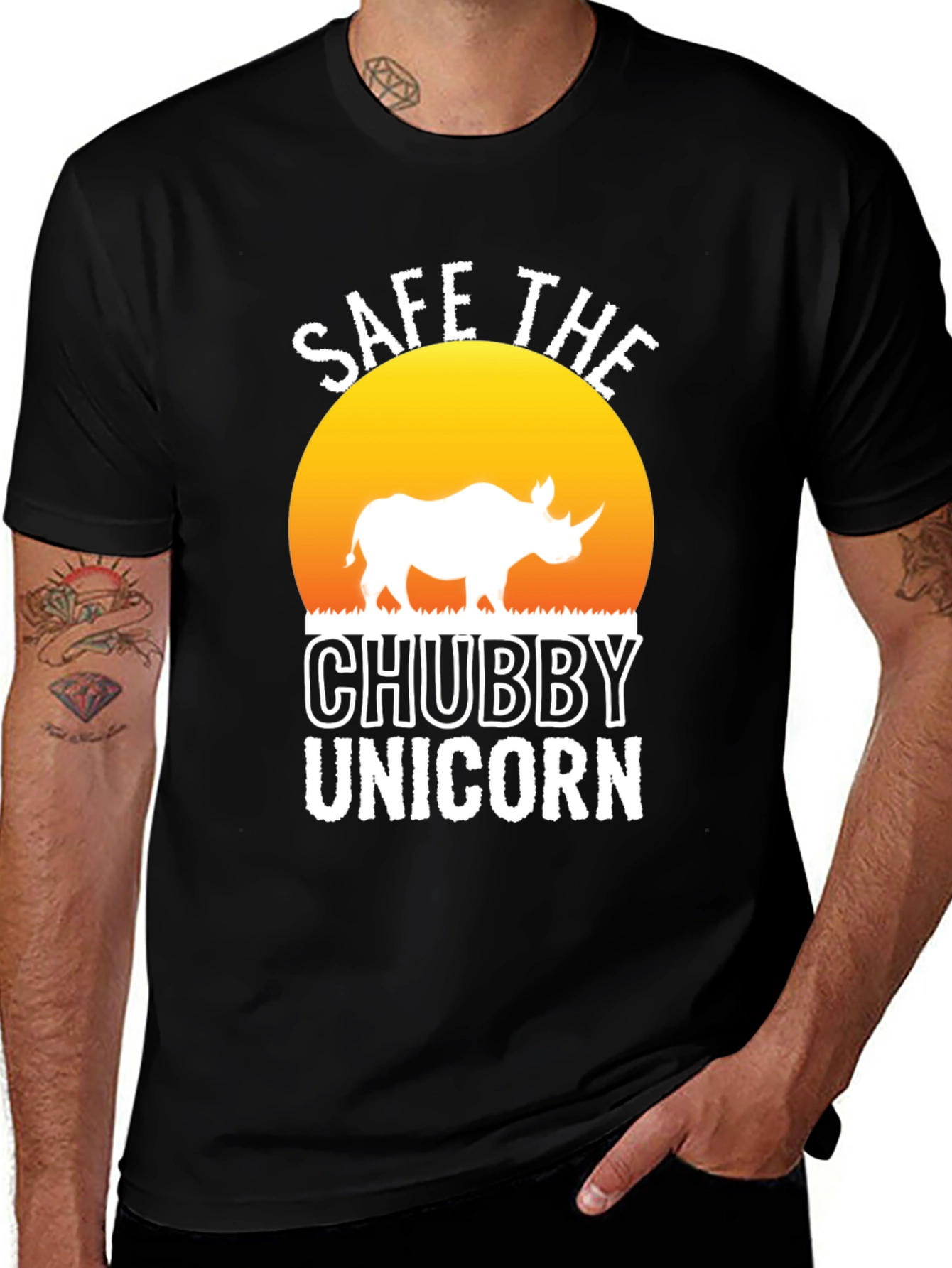 Save the Chubby Unicorn Black T-Shirt