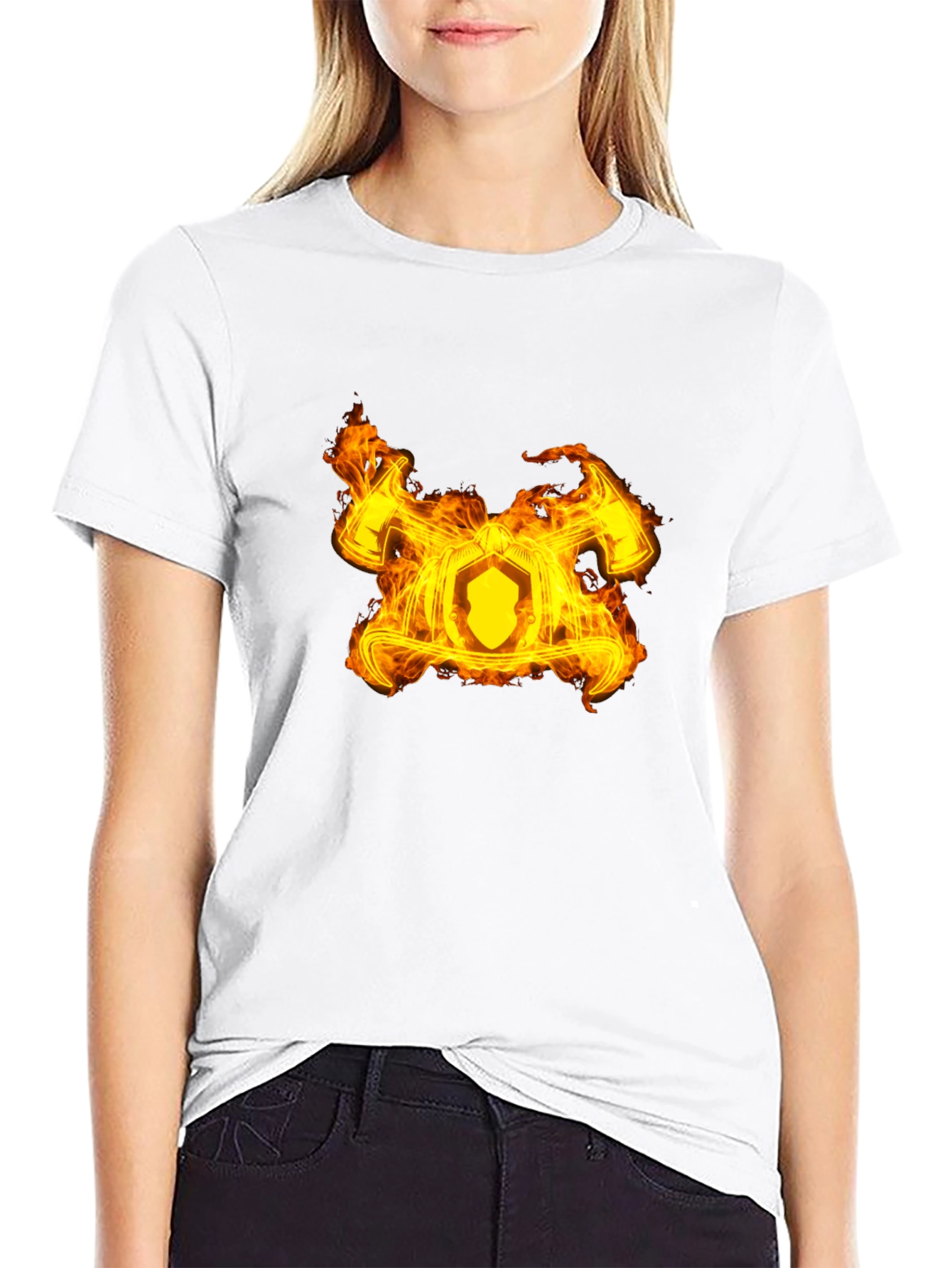 Fiery Firefighter Maltese Cross Black T-Shirt