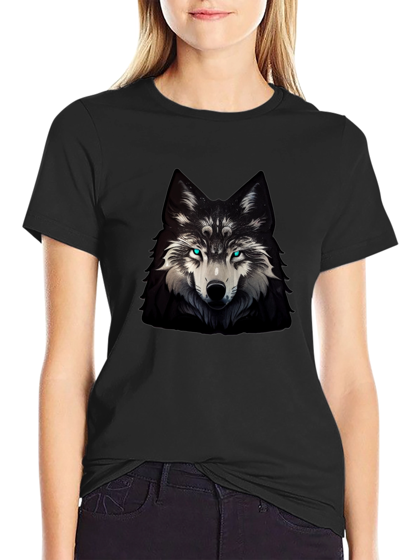 Mystic Wolf Graphic Tee - Mens Black T-Shirt