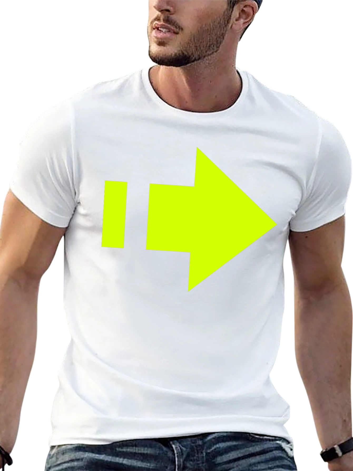 Black T-Shirt with Neon Yellow Arrow Graphic