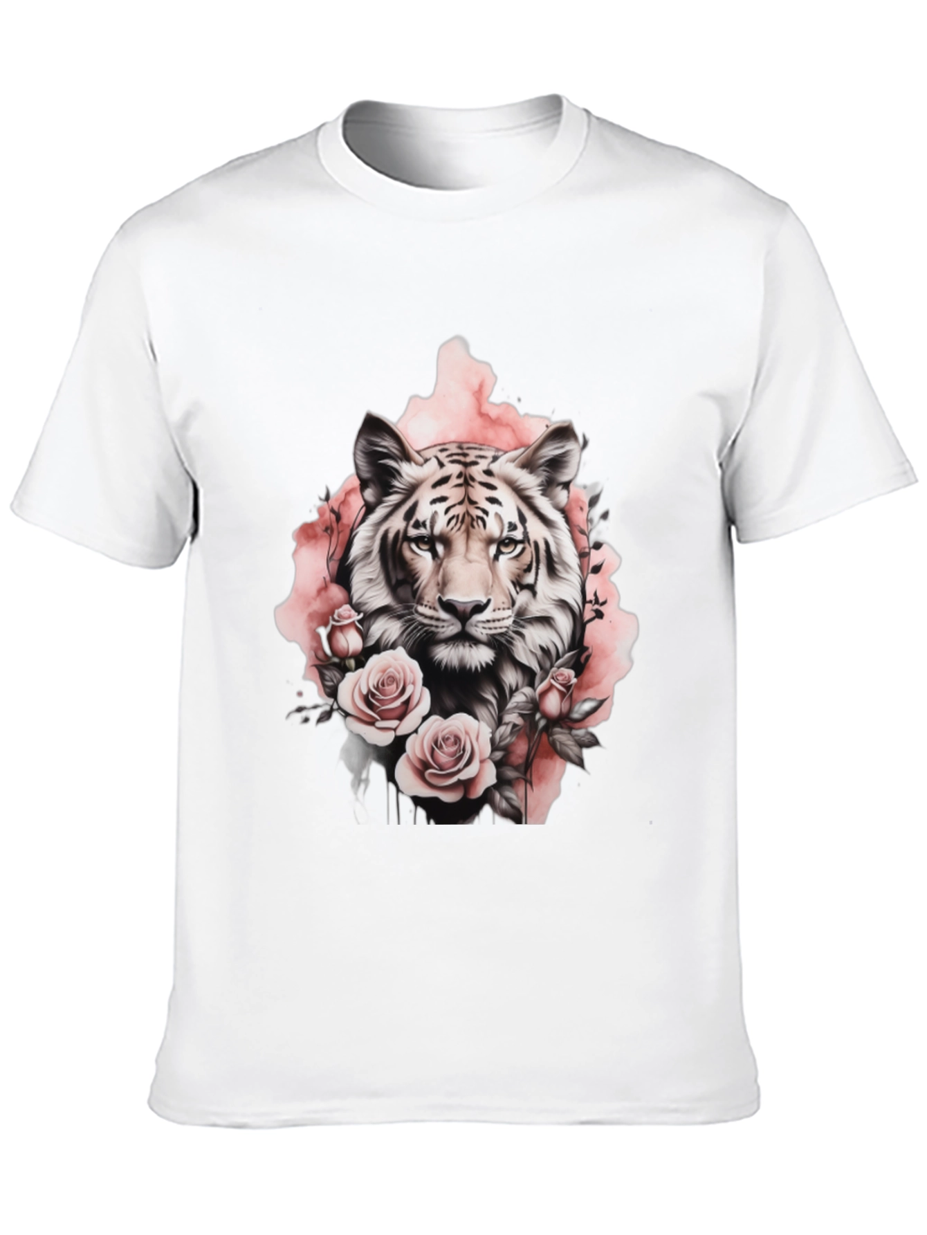 Floral Tiger Graphic Tee - Stylish Black T-Shirt