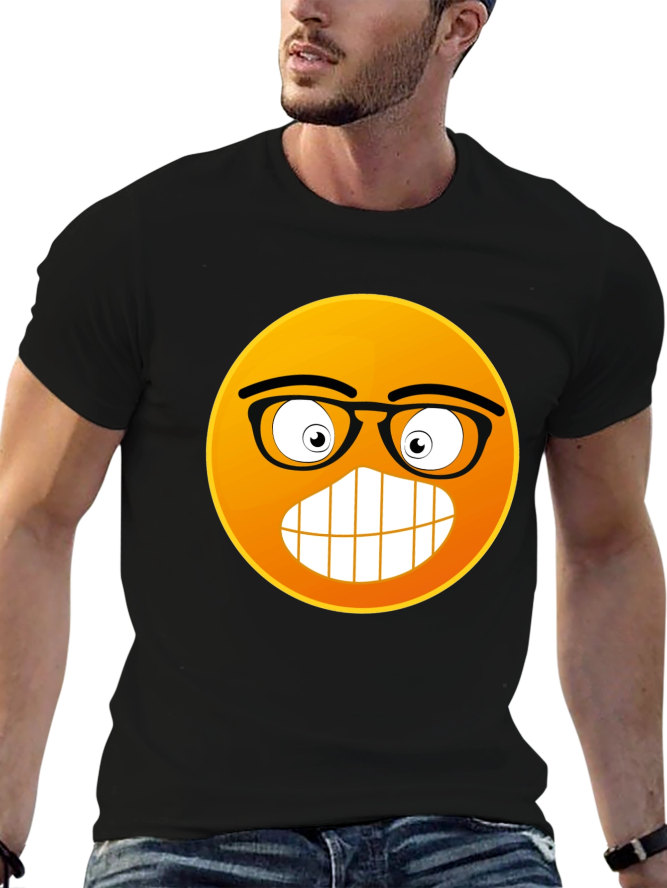 Nerdy Emoji Black T-Shirt: Express Yourself!