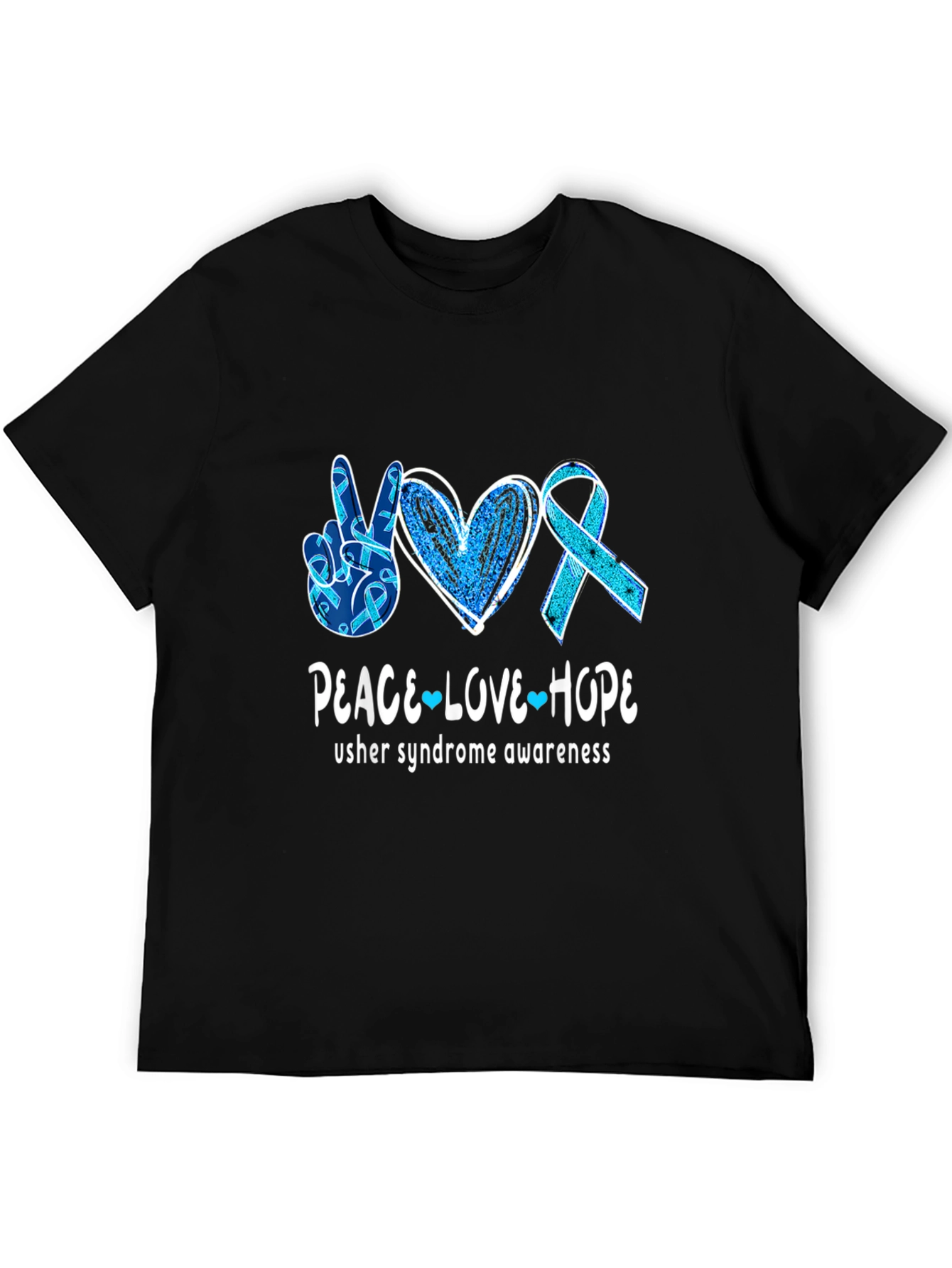 Usher Syndrome Awareness Peace Love Hope T-Shirt