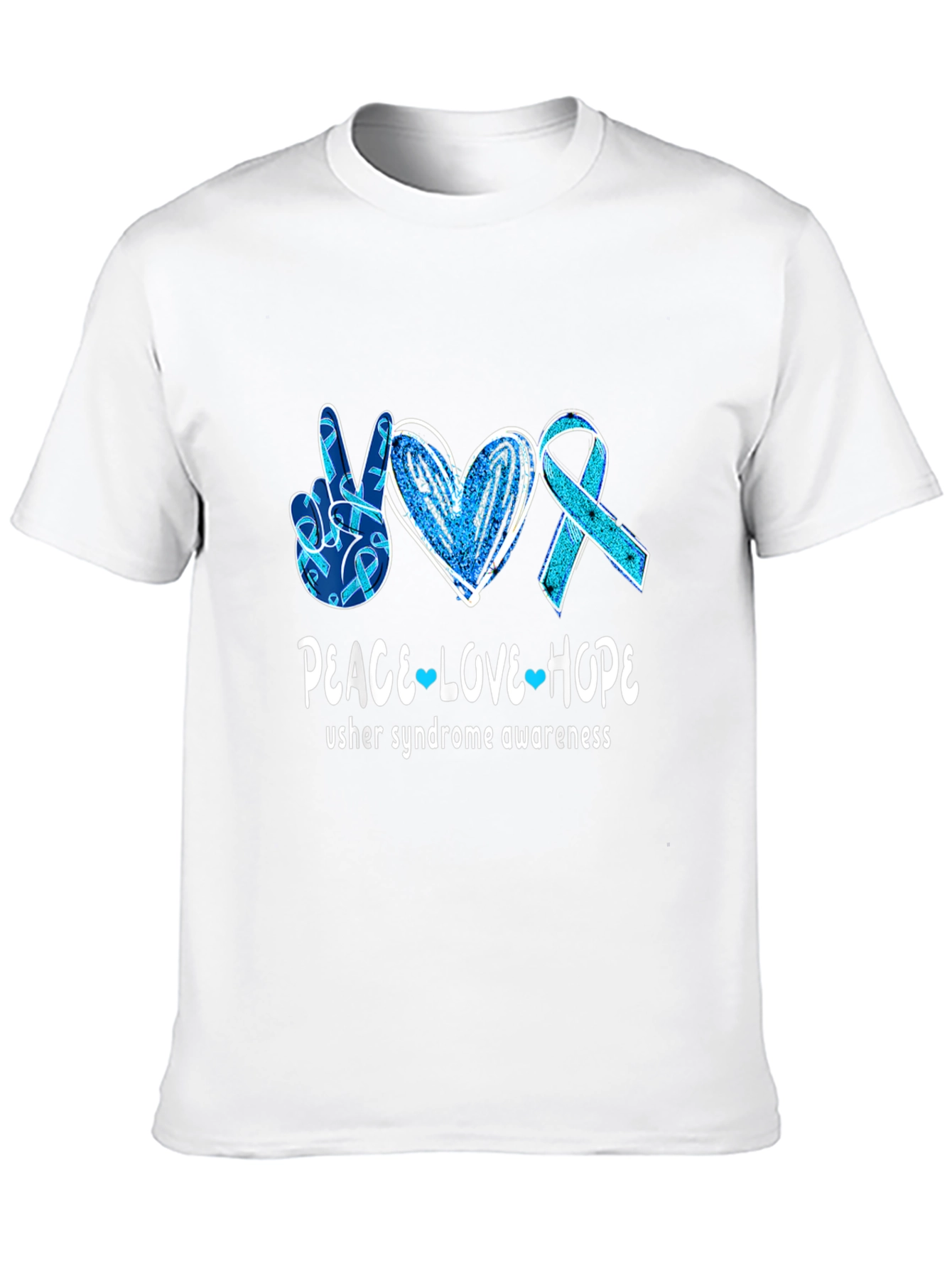 Usher Syndrome Awareness Peace Love Hope T-Shirt
