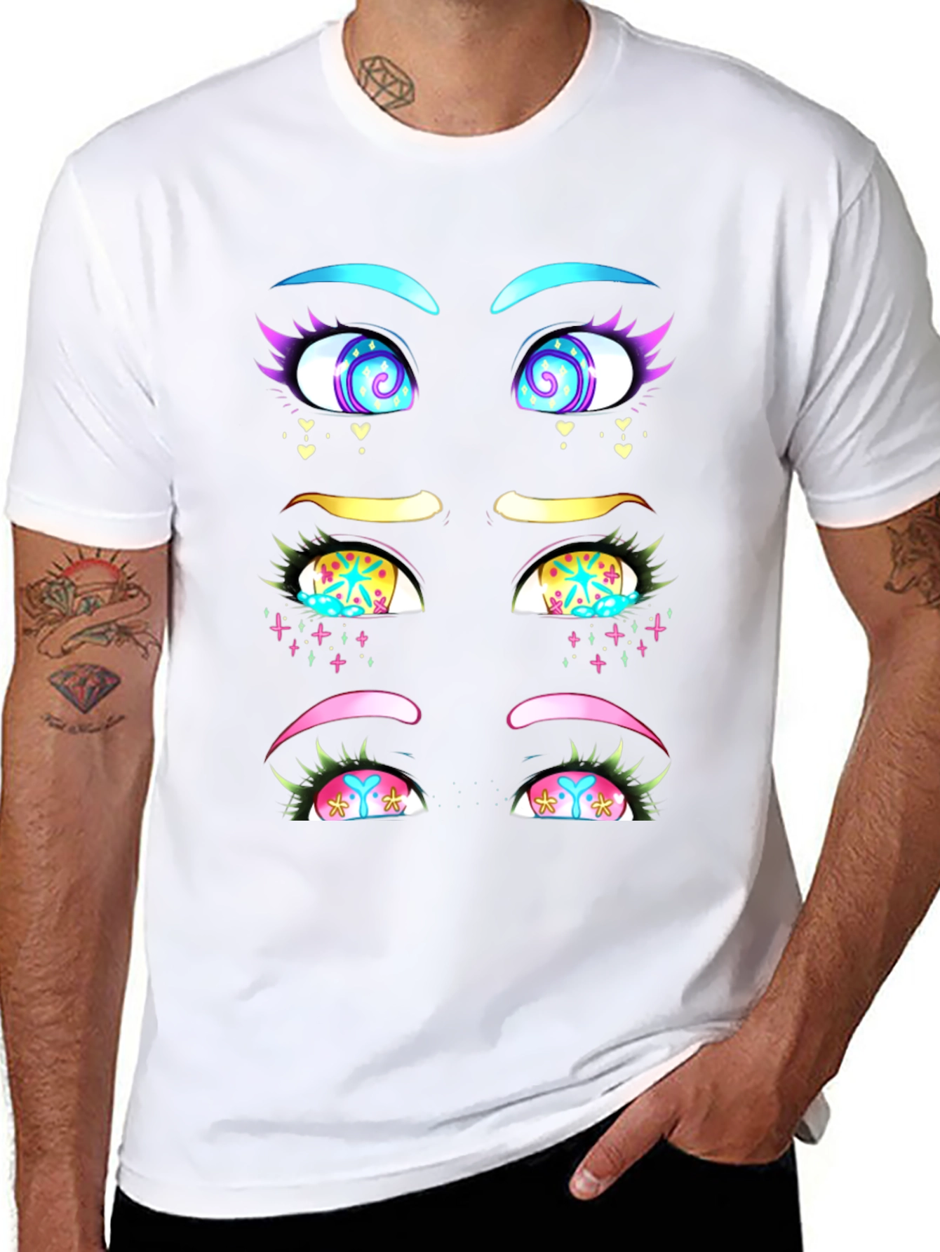 Eye-Catching Graphic T-Shirt: Anime Style Eyes Design