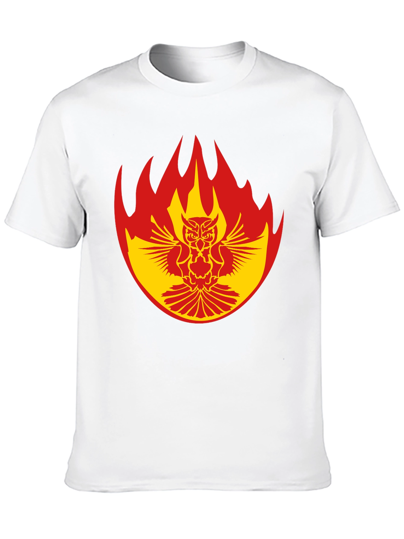 Fiery Owl Graphic Tee - Bold Black Cotton T-Shirt