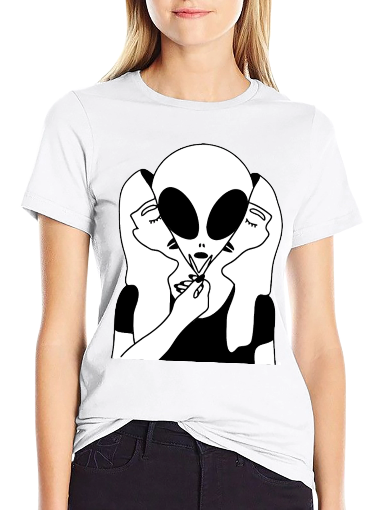 Alien Kiss Graphic Tee - Black Cotton Blend