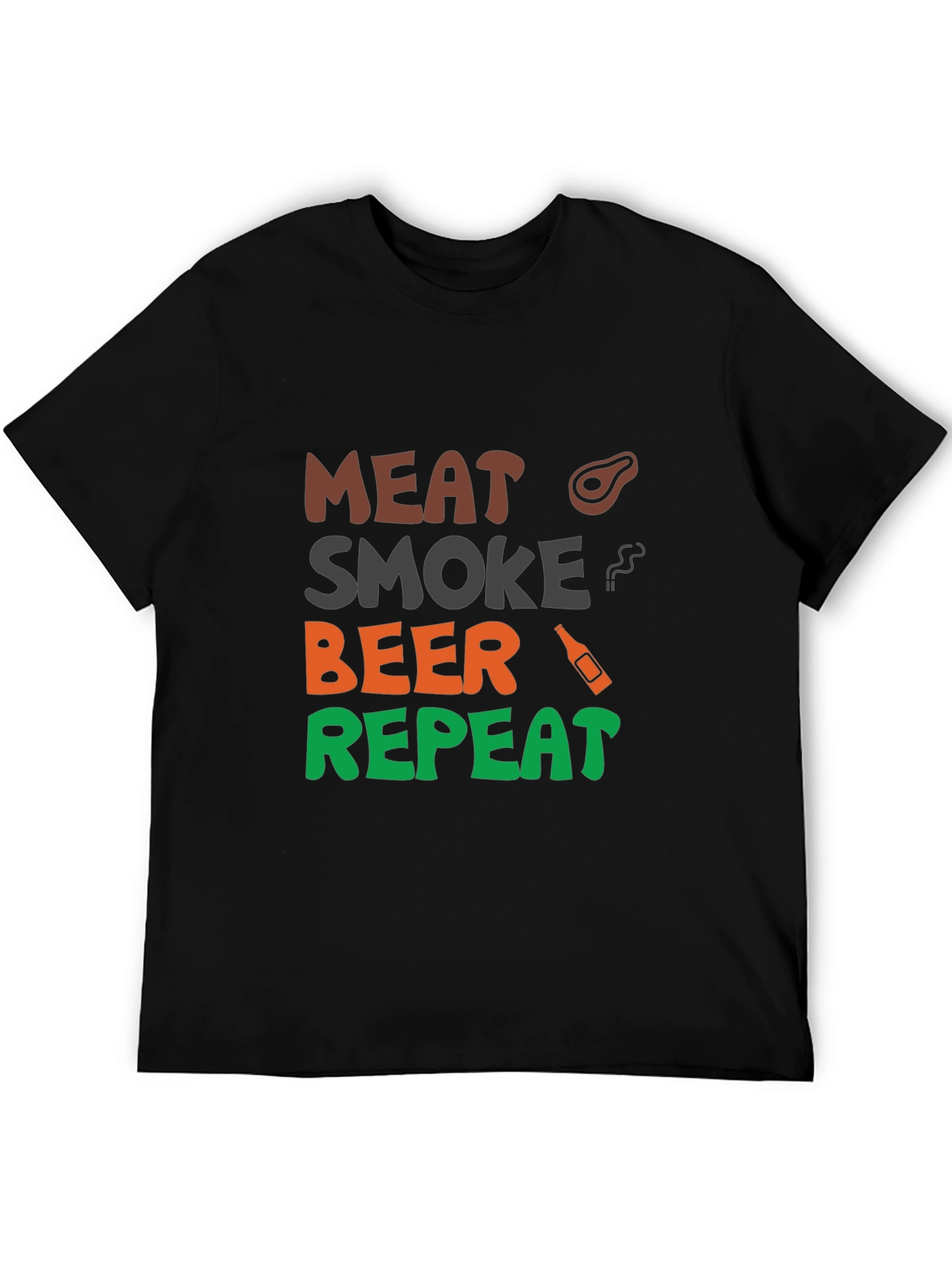 Meat Smoke Beer Repeat Graphic T-Shirt
