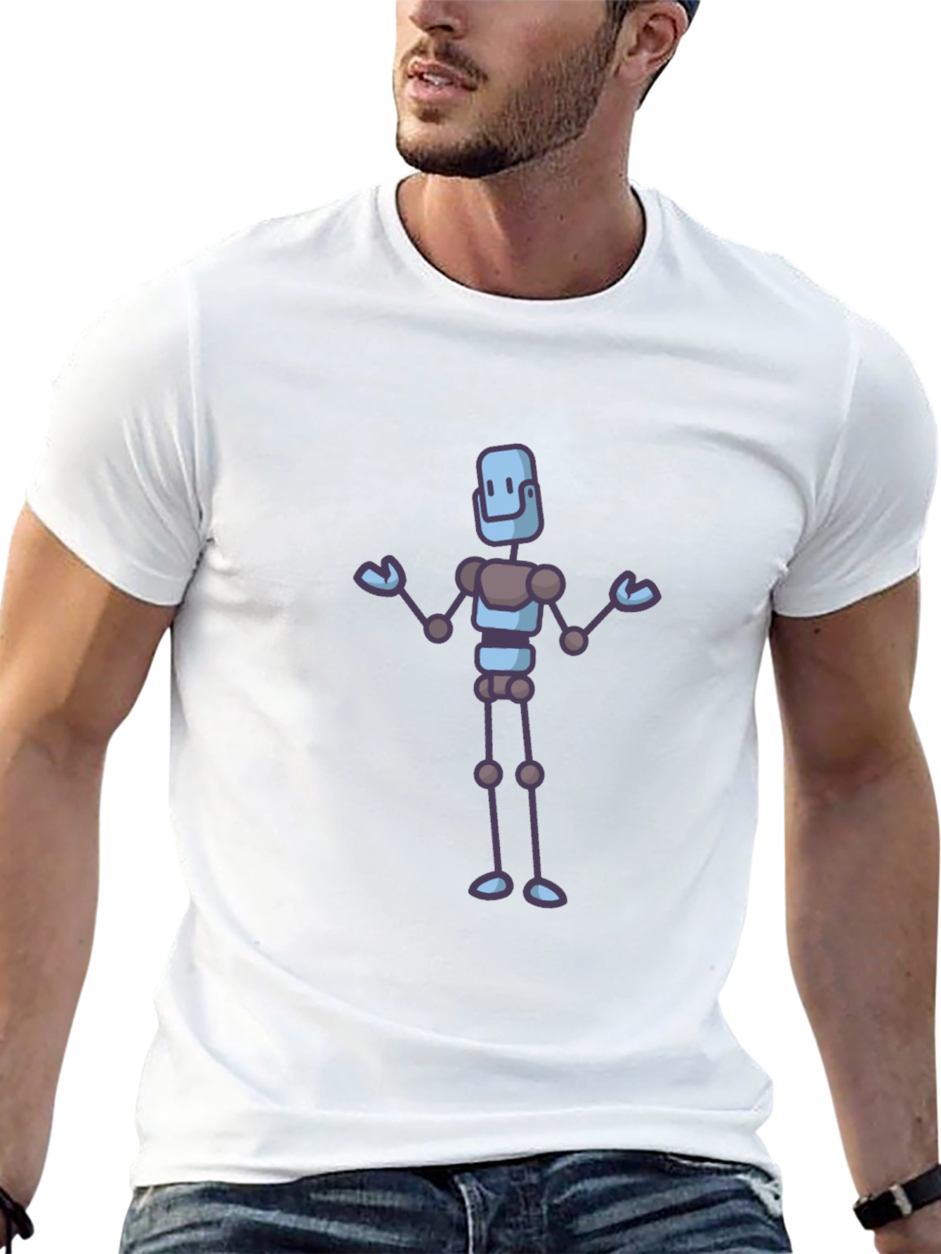 Robot Graphic Black T-Shirt - Unique Casual Wear