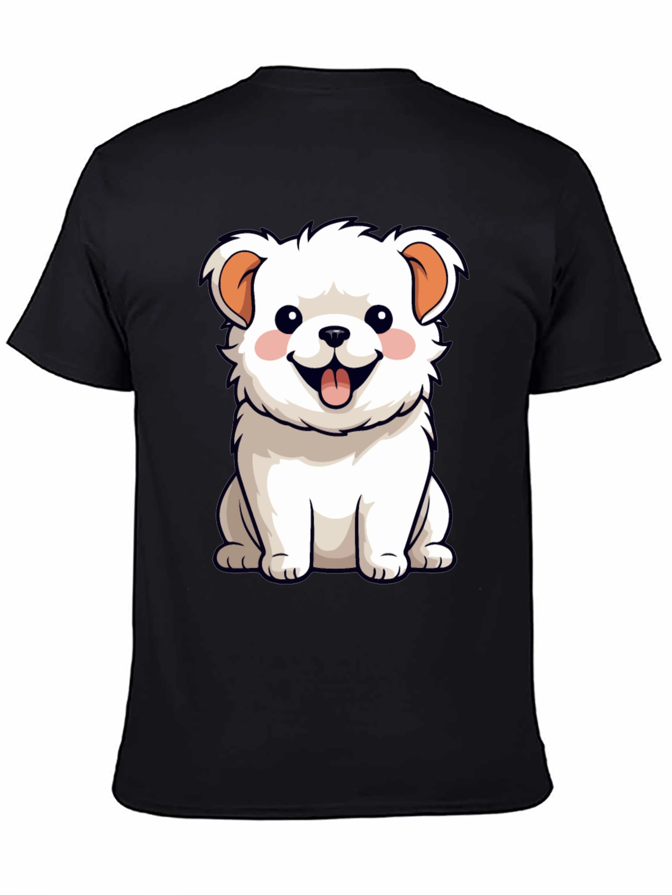 Cute Dog Graphic Tee - Black Cotton Blend