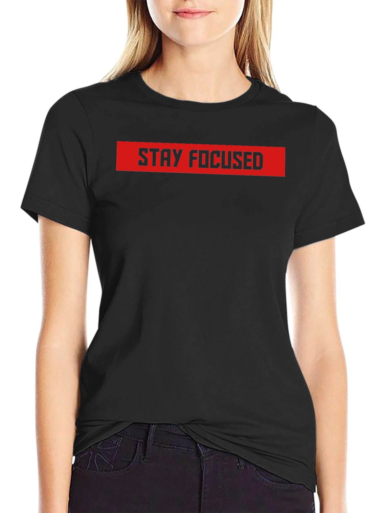 Stay Focused Black Graphic Tee - Motivational Shirt