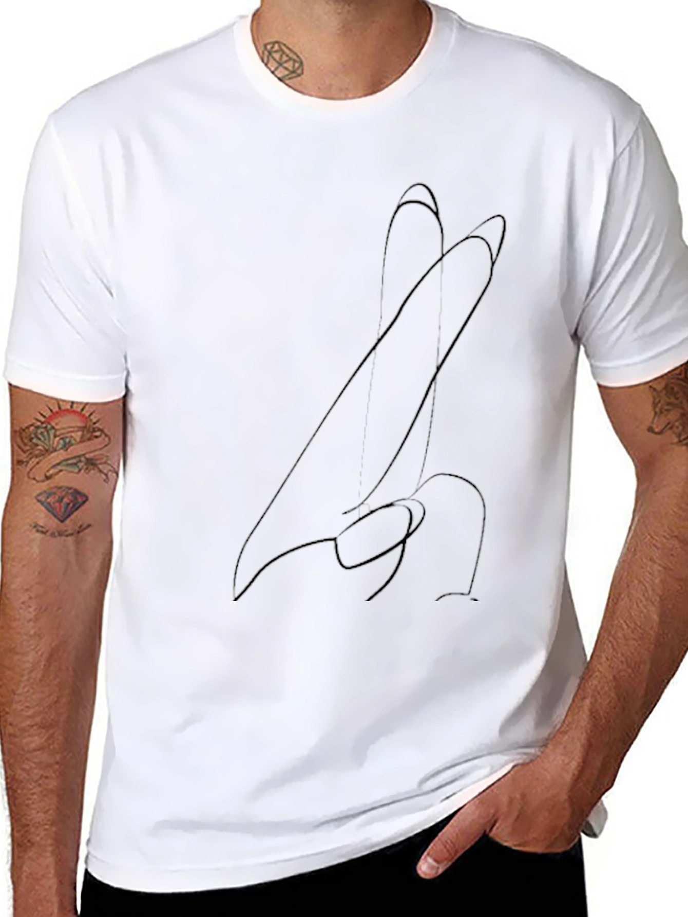 Abstract Line Art Black T-Shirt for Men