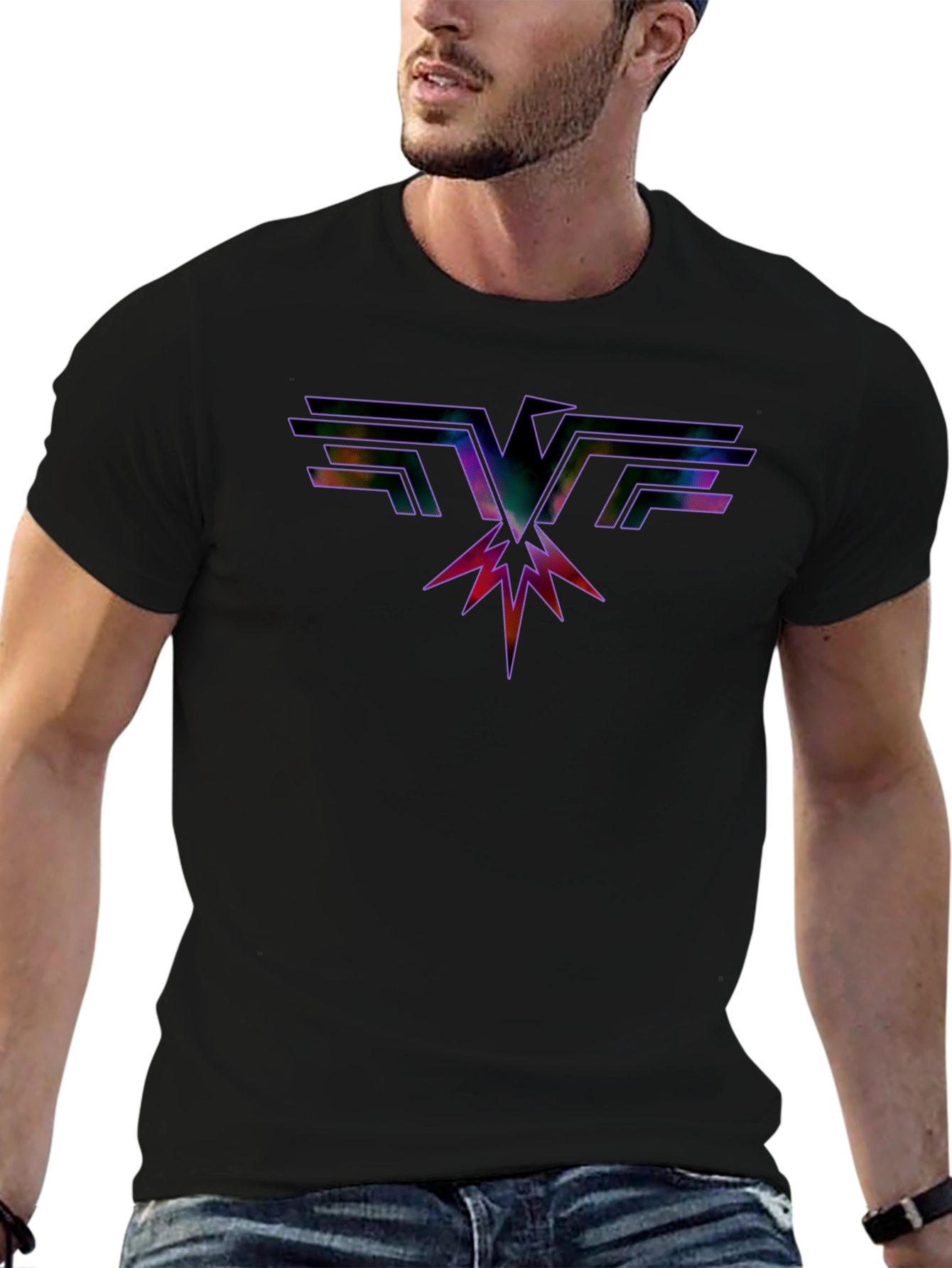 Retro Rock Eagle Graphic Black T-Shirt