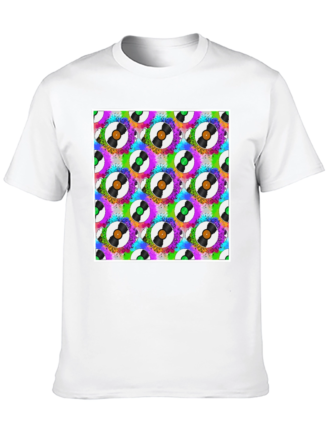 Retro Vinyl Record Pattern T-Shirt