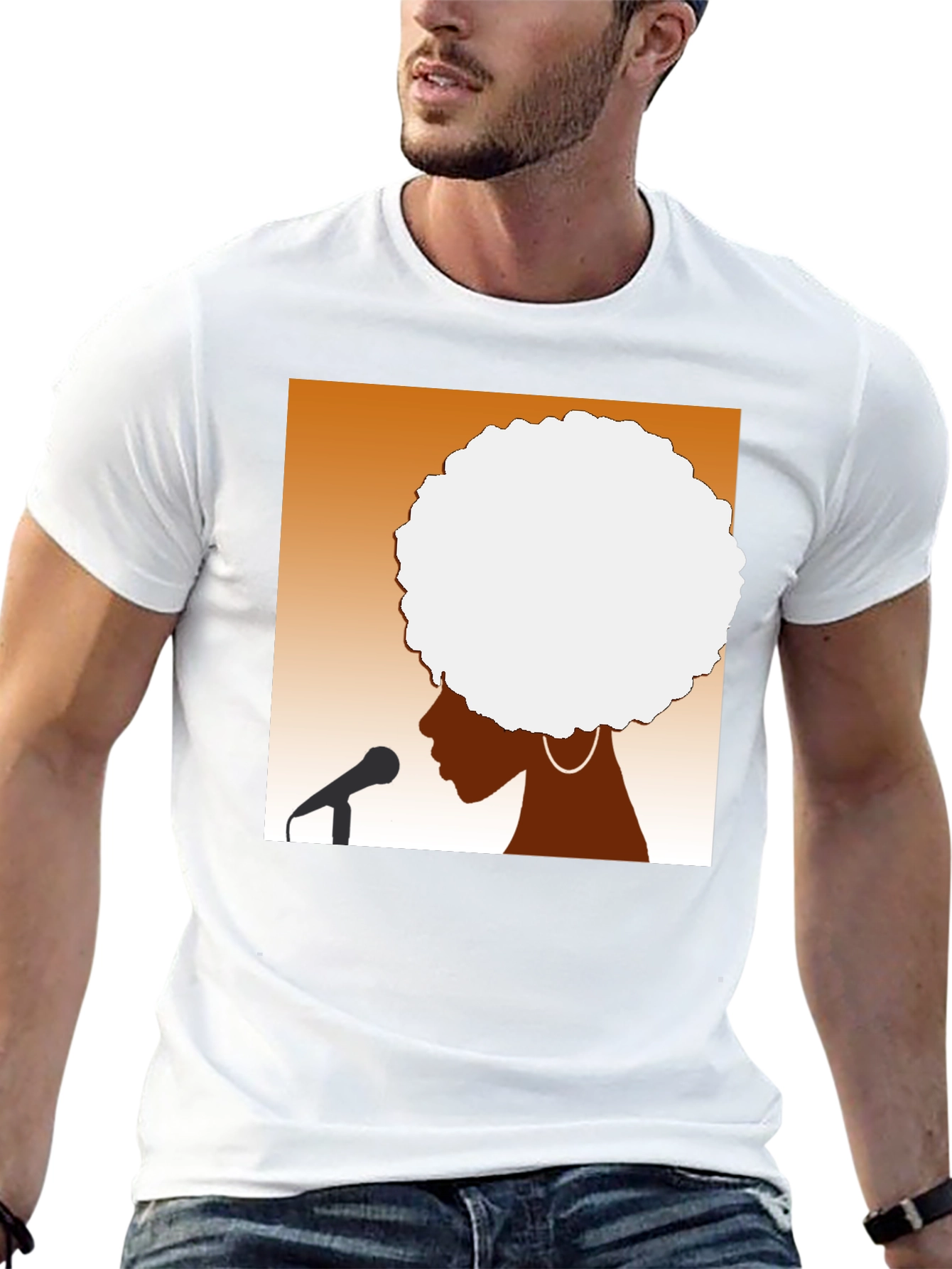 Afro Silhouette Graphic Tee - Black Cotton T-Shirt