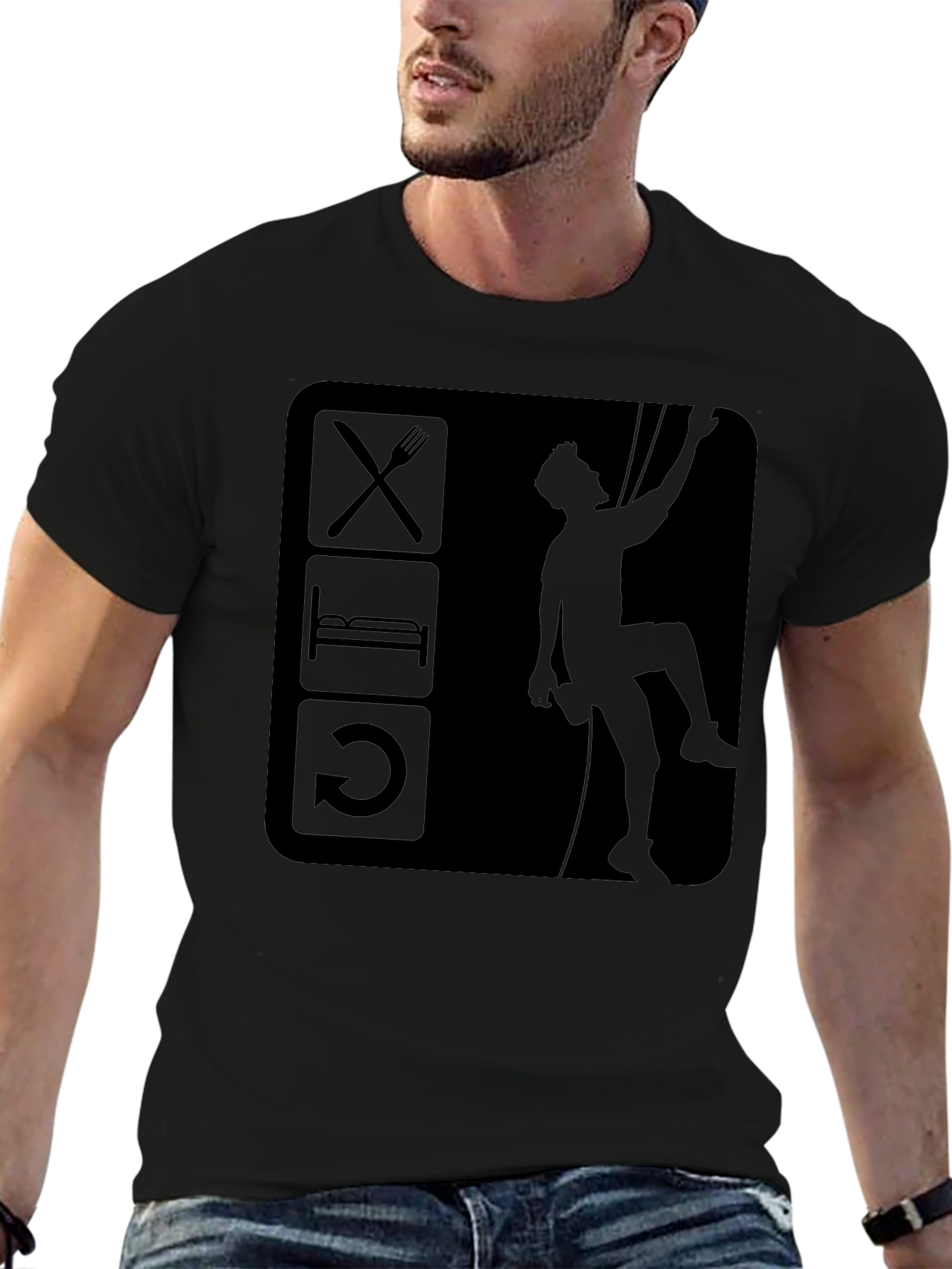 Eat Sleep Climb Repeat Black Graphic Tee