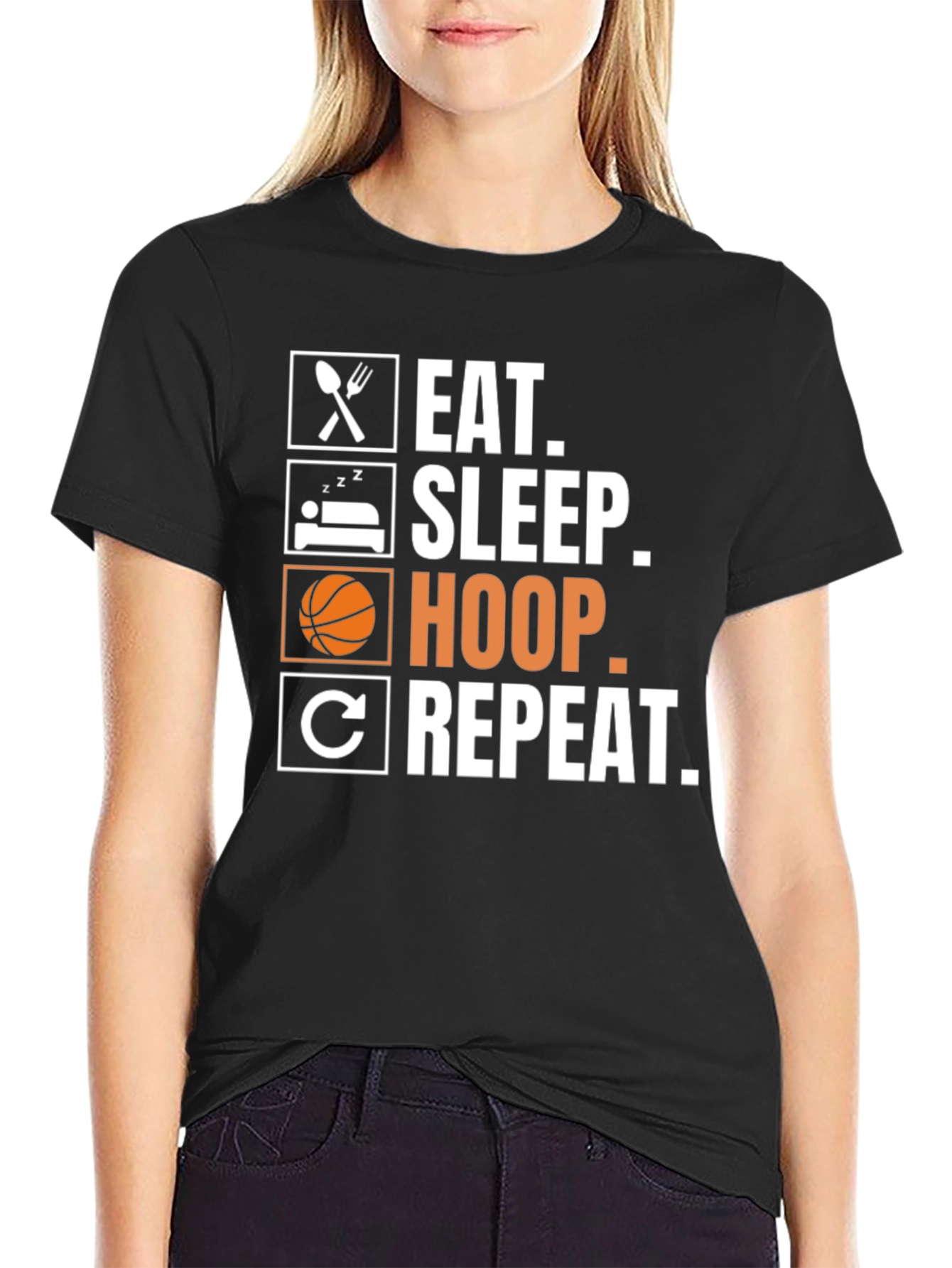 Eat Sleep Hoop Repeat - Basketball T-Shirt