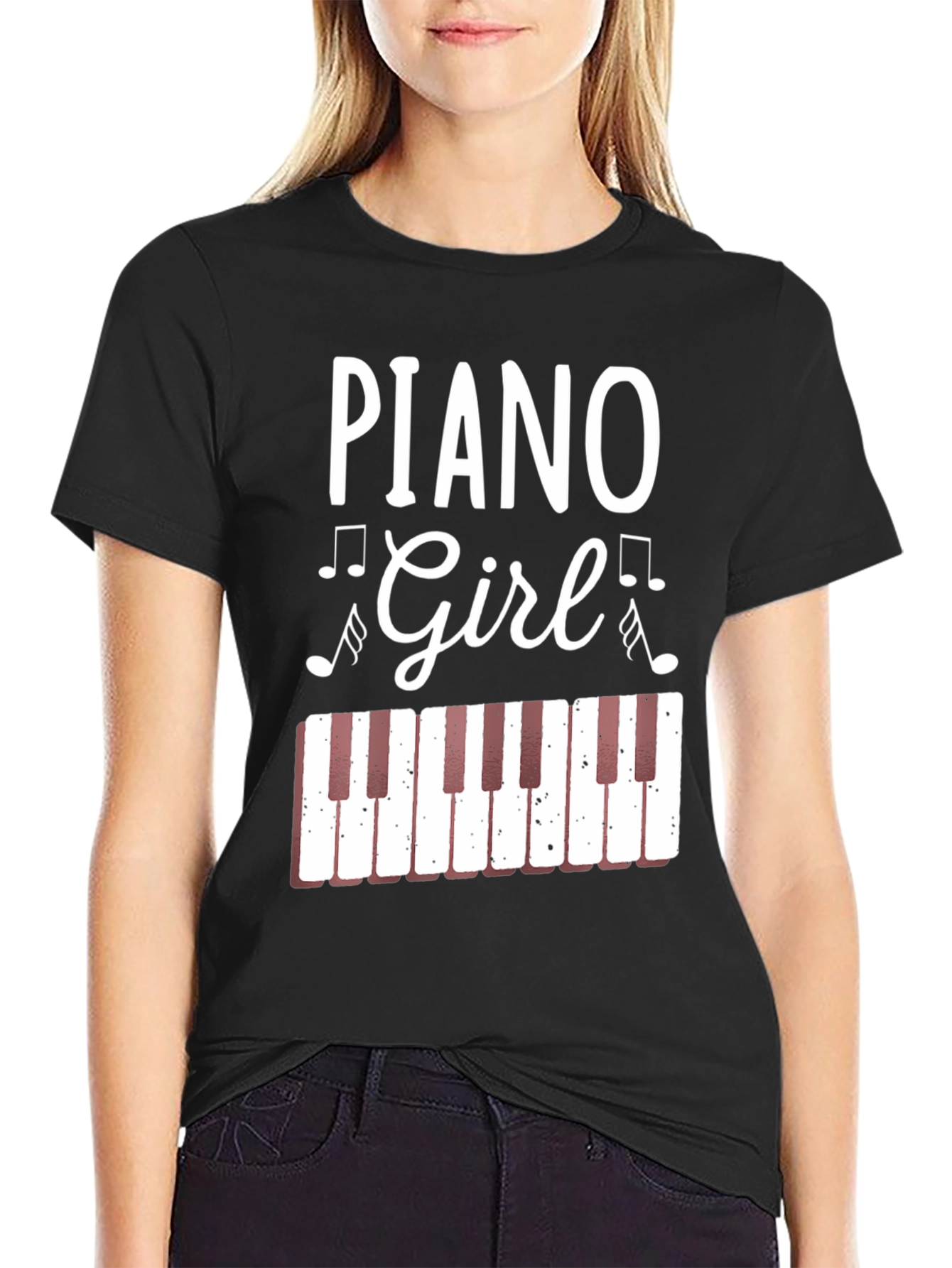 Piano Girl Graphic Tee - Music Lover Shirt