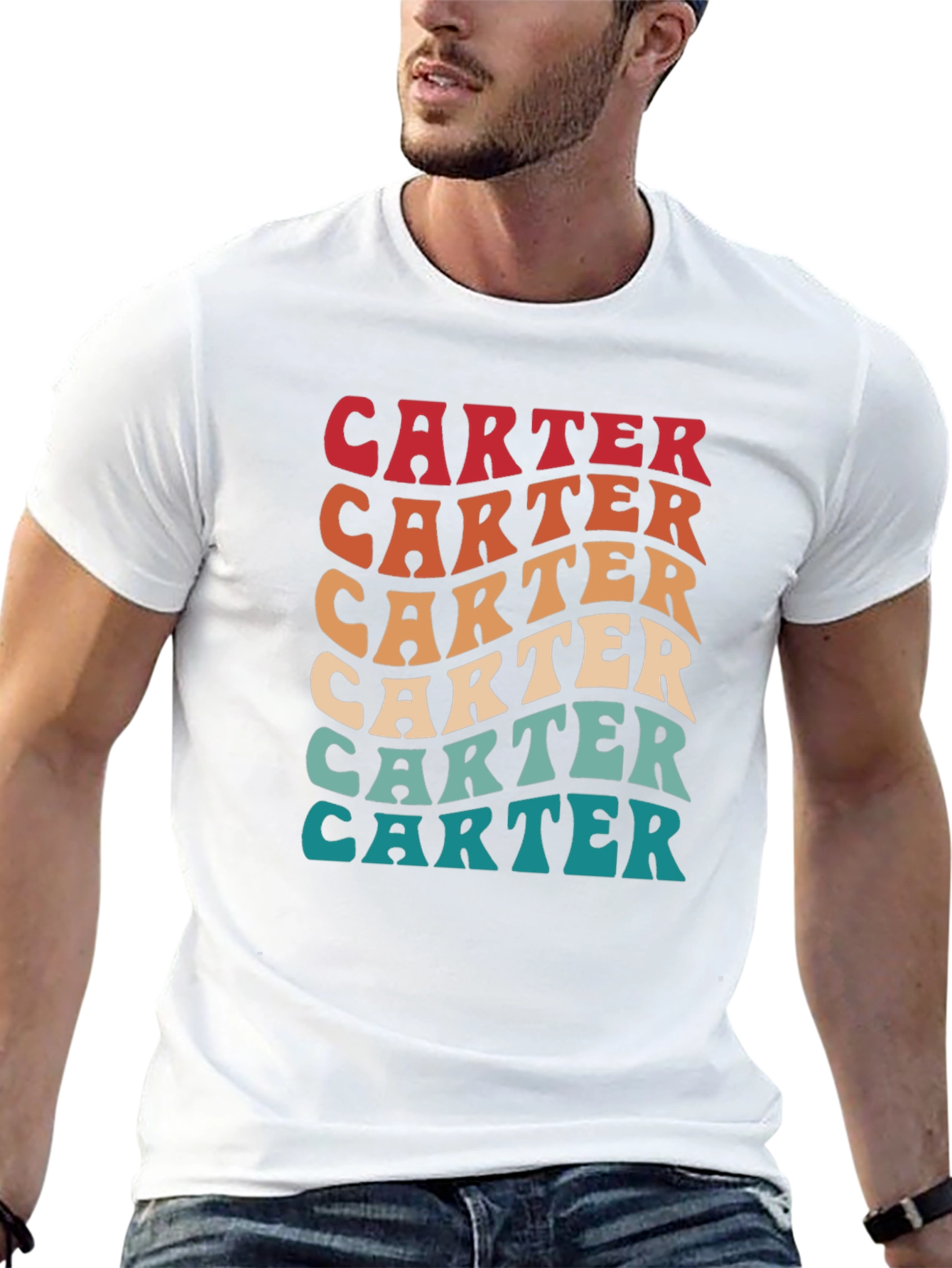 Retro Carter T-Shirt - Wavy Text Design
